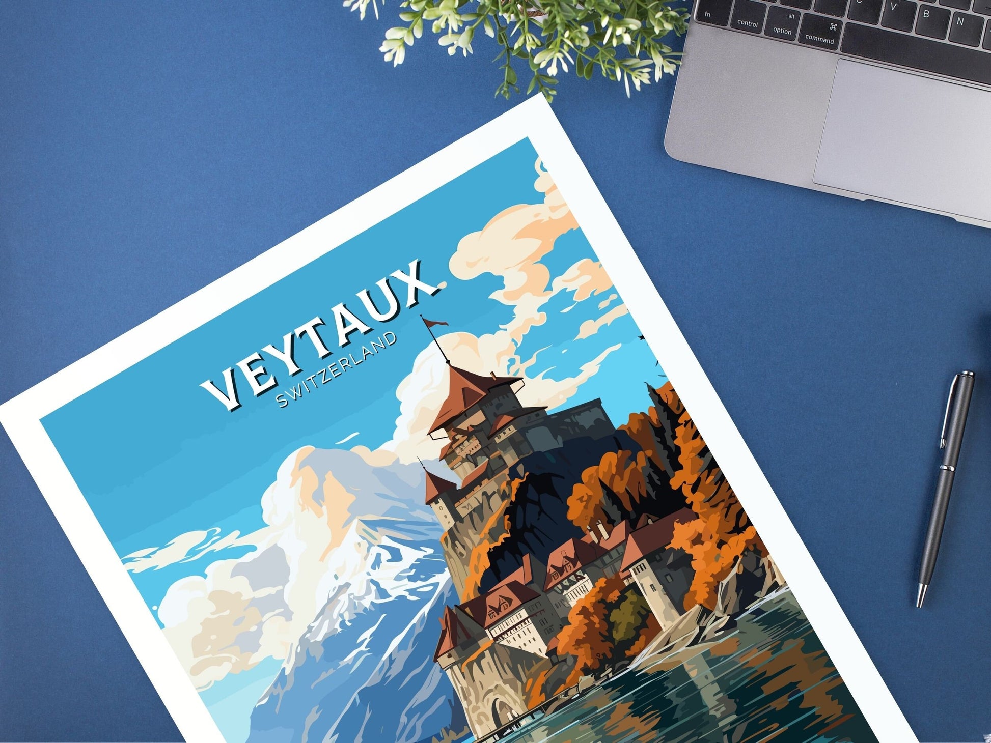 Veytaux Travel Poster | Veytaux Travel Print | Veytaux Illustration | Veytaux Wall Art | Switzerland Print | Veytaux Artwork | ID 680