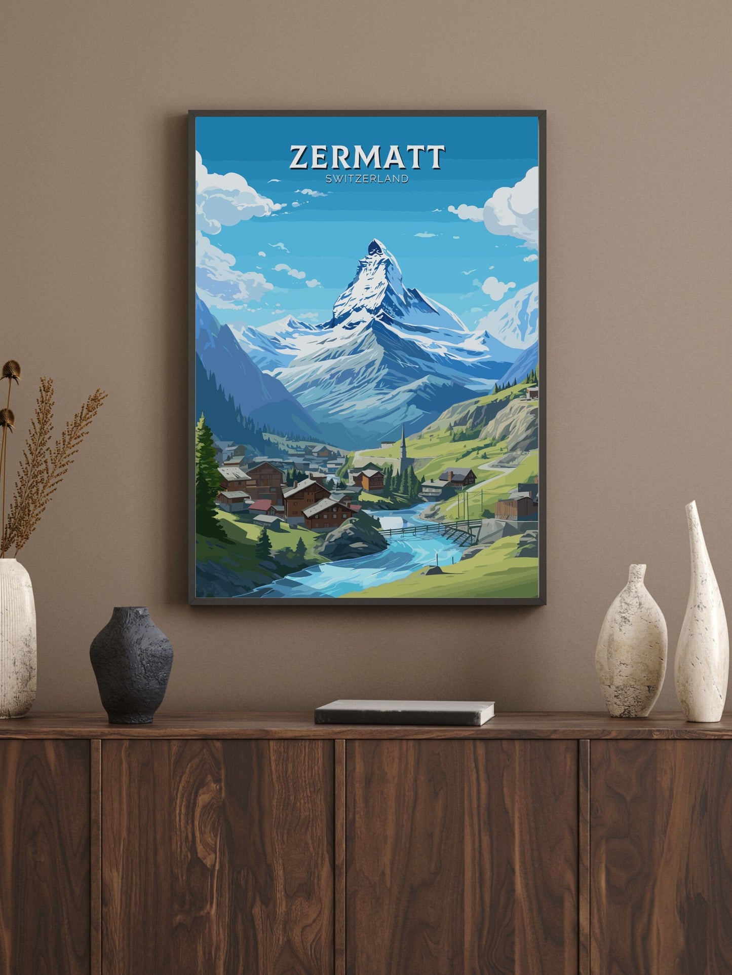 Zermatt Travel Poster | Zermatt Travel Print | Zermatt Illustration | Zermatt Wall Art | Switzerland Print | Zermatt Artwork | ID 681