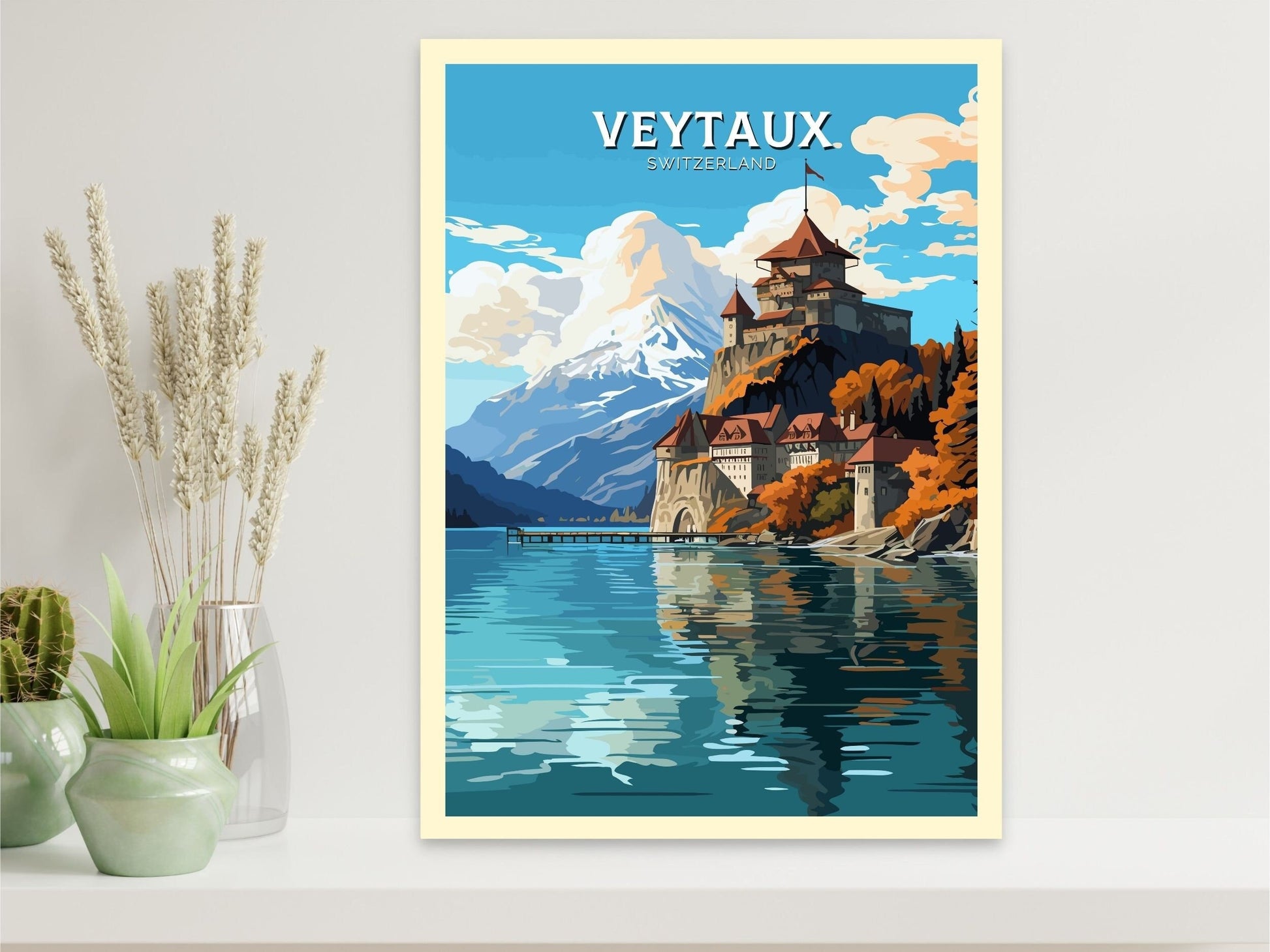 Veytaux Travel Poster | Veytaux Travel Print | Veytaux Illustration | Veytaux Wall Art | Switzerland Print | Veytaux Artwork | ID 680