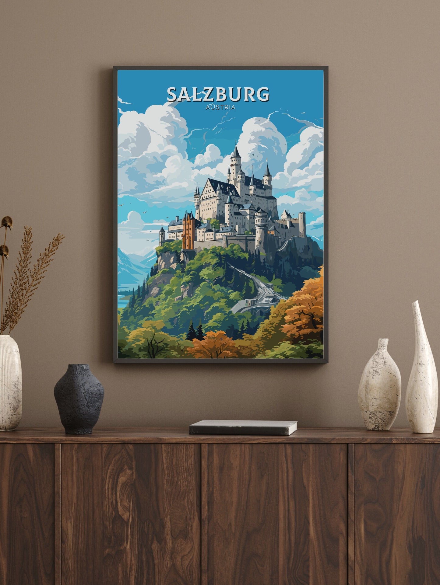 Salzburg Poster | Salzburg Art | Salzburg Print | Salzburg Wall Art | Salzburg Illustration | Austria Poster | Hohensalzburg Castle ID 658