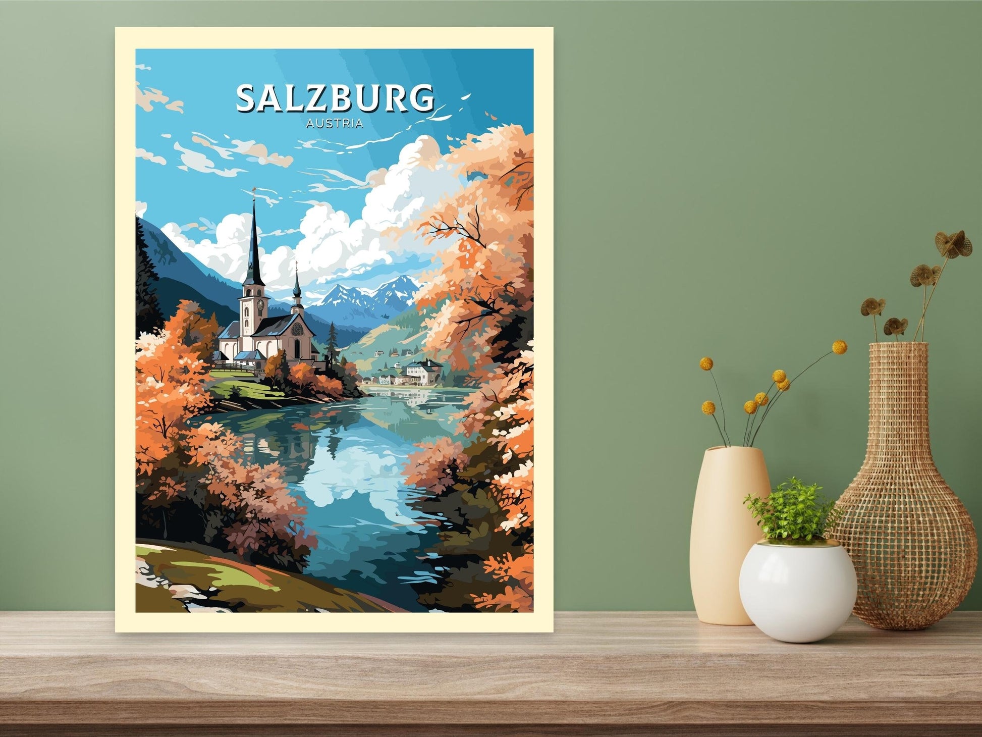 Salzburg Print | Salzburg Poster | Salzburg Art | Salzburg Wall Art | Salzburg Illustration | Austria Poster | Lake Wolfgang | ID 659