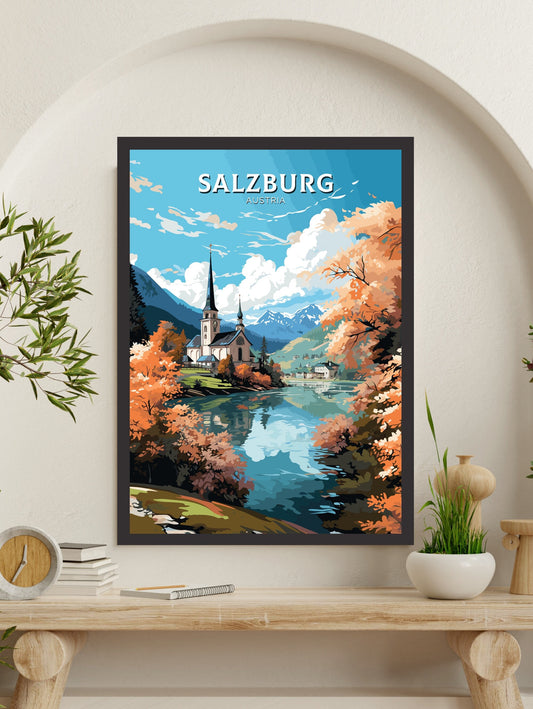 Salzburg Print | Salzburg Poster | Salzburg Art | Salzburg Wall Art | Salzburg Illustration | Austria Poster | Lake Wolfgang | ID 659