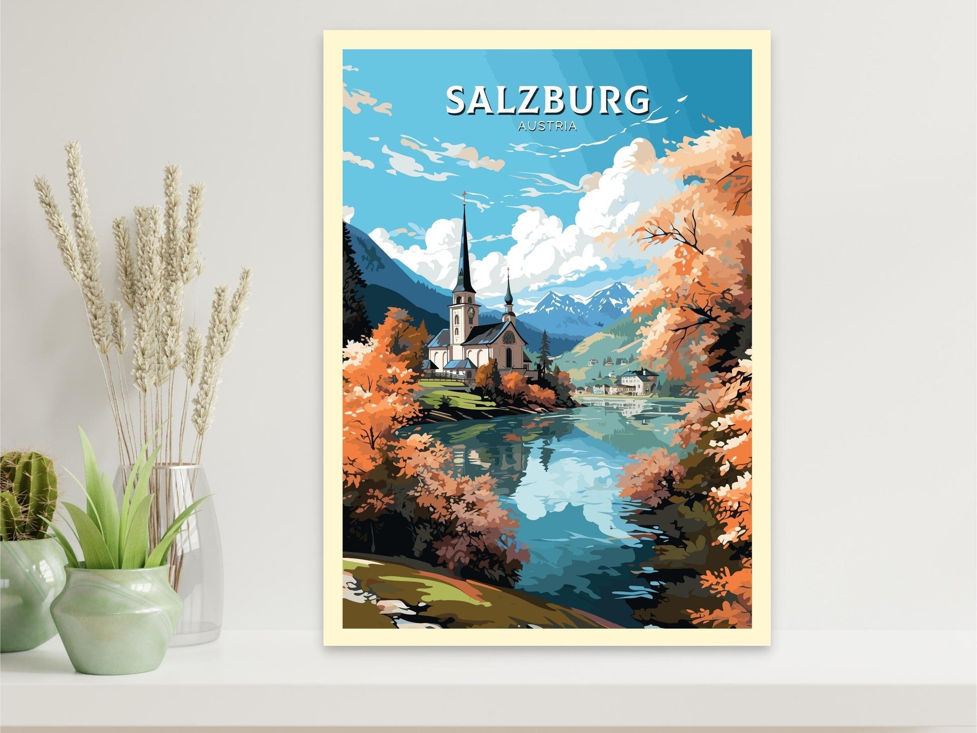 Salzburg Print | Salzburg Poster | Salzburg Art | Salzburg Wall Art | Salzburg Illustration | Austria Poster | Lake Wolfgang | ID 659