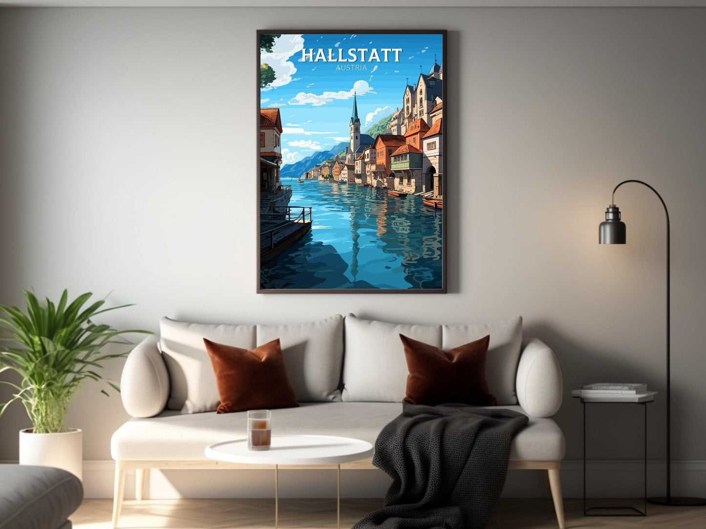 Hallstatt Austria Travel Print | Hallstatt Illustration | Hallstatt Wall Art | Austria Print | Hallstatt Print| Hallstatt Painting | ID 028