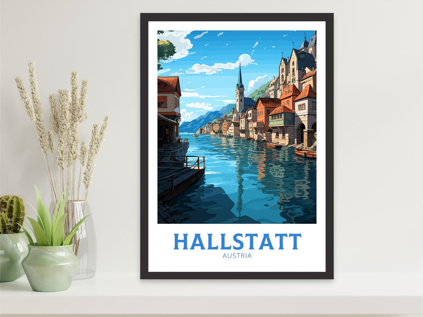 Hallstatt Austria Travel Poster | Hallstatt Illustration | Hallstatt Wall Art | Austria Poster | Hallstatt Poster | Hallstatt Print | ID 189