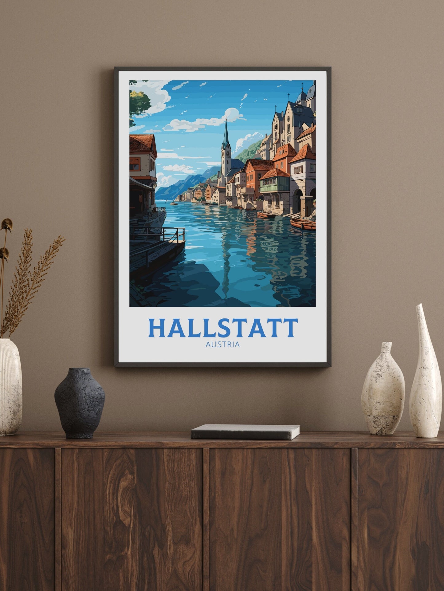 Hallstatt Austria Travel Poster | Hallstatt Illustration | Hallstatt Wall Art | Austria Poster | Hallstatt Poster | Hallstatt Print | ID 189