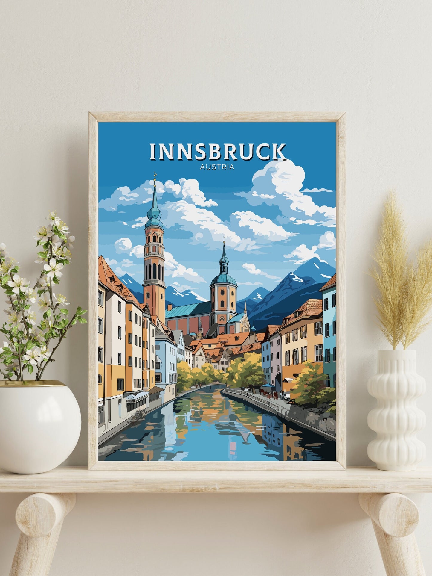 Innsbruck Poster | Innsbruck Wall Art | Innsbruck Art | Innsbruck Print | Illustration | Austria Poster | Innsbruck Old Town ID 661