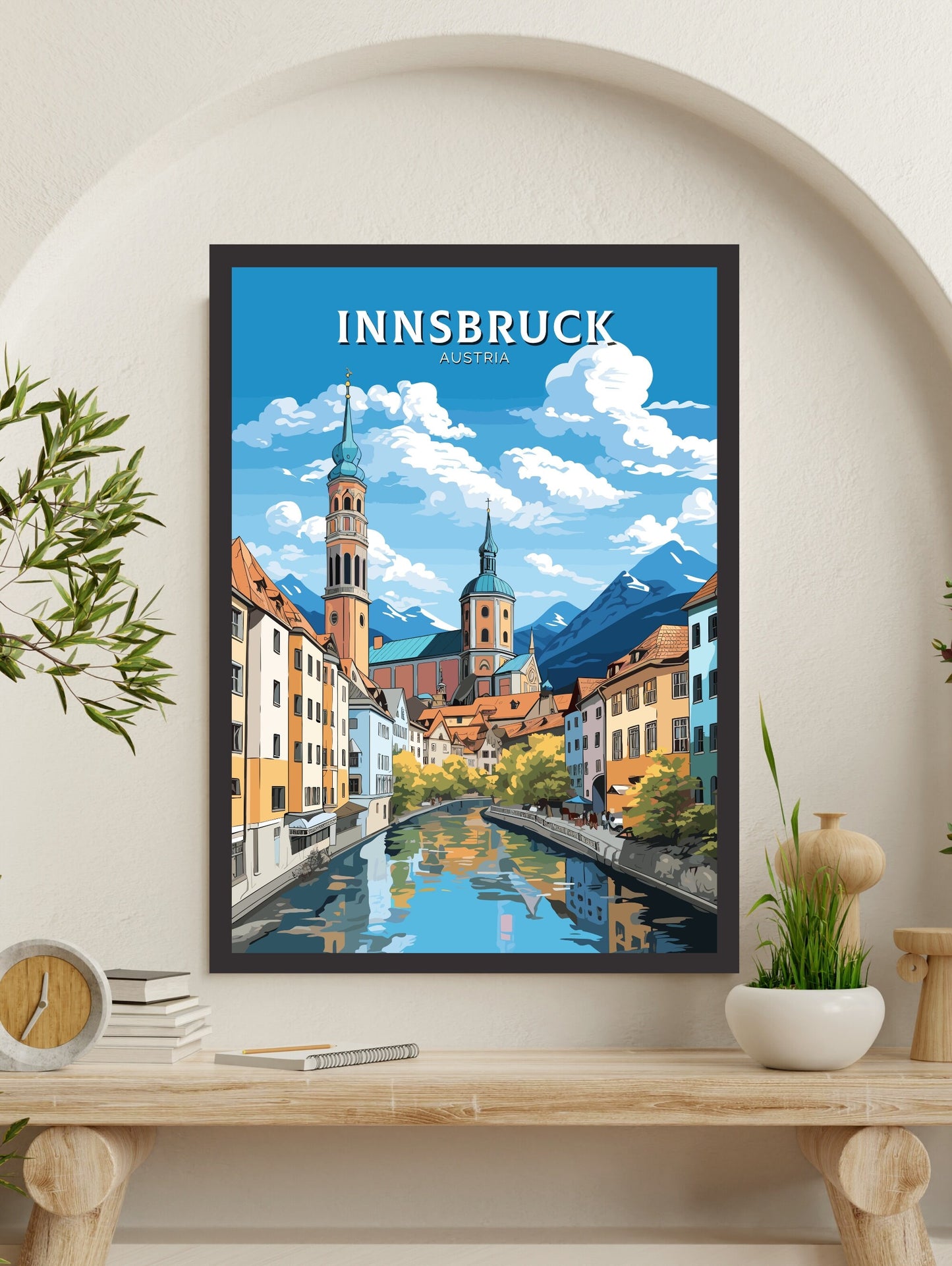 Innsbruck Poster | Innsbruck Wall Art | Innsbruck Art | Innsbruck Print | Illustration | Austria Poster | Innsbruck Old Town ID 661