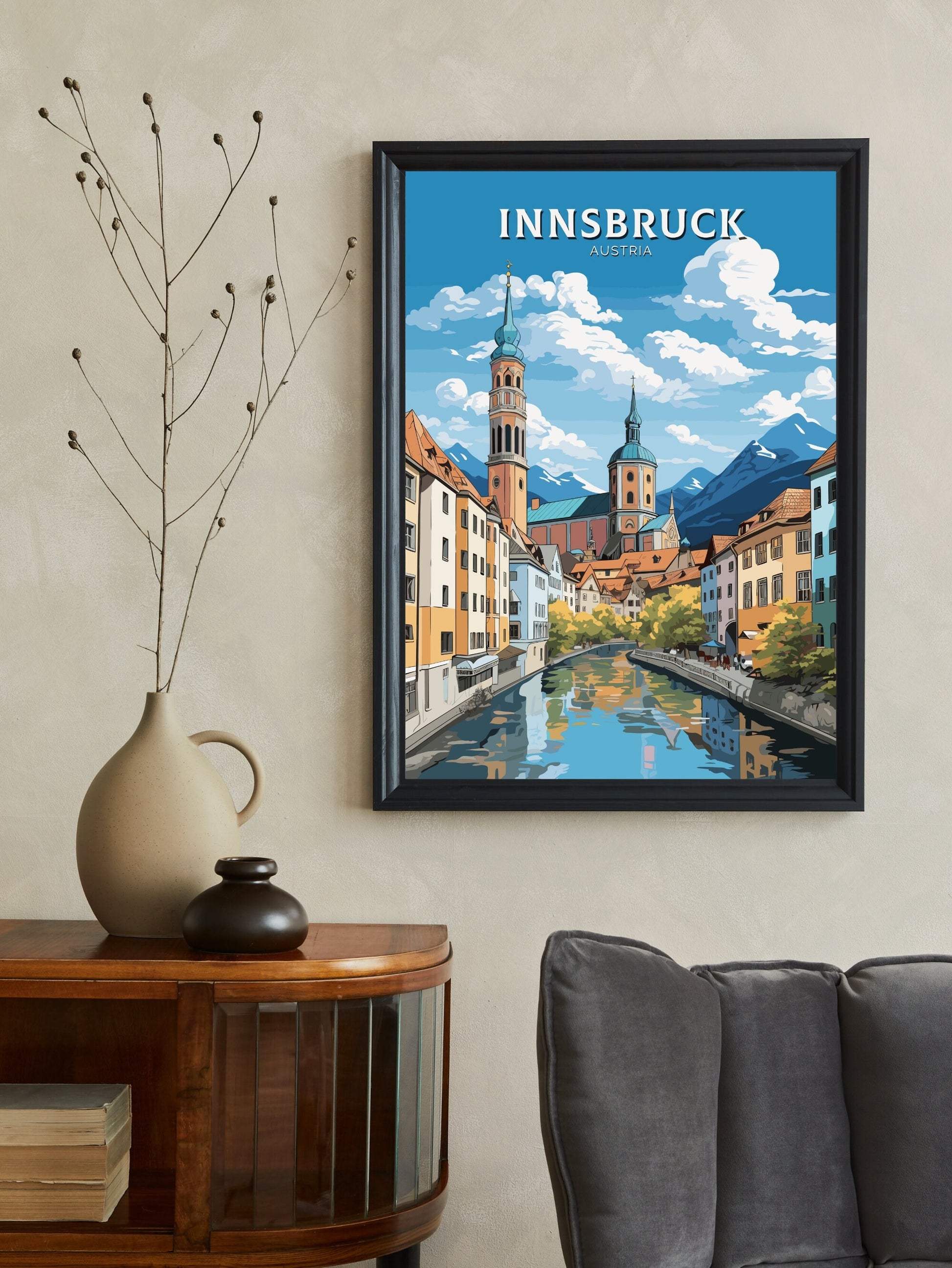 Innsbruck Poster | Innsbruck Wall Art | Innsbruck Art | Innsbruck Print | Illustration | Austria Poster | Innsbruck Old Town ID 661