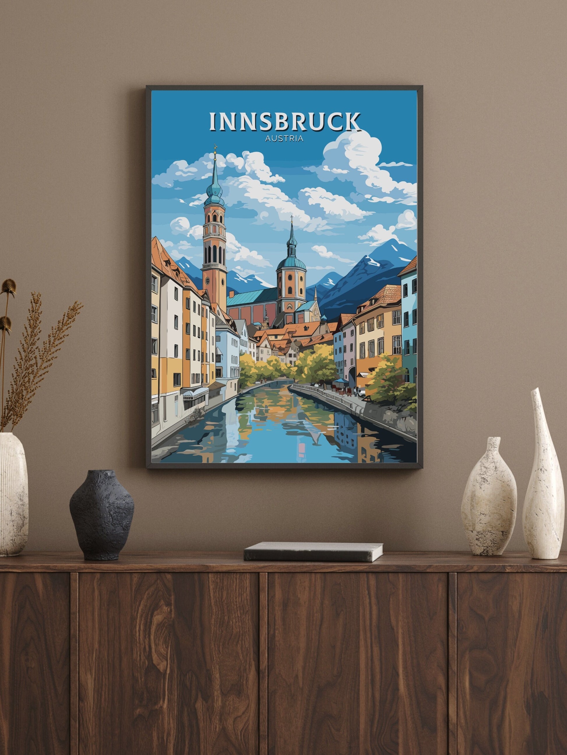 Innsbruck Poster | Innsbruck Wall Art | Innsbruck Art | Innsbruck Print | Illustration | Austria Poster | Innsbruck Old Town ID 661