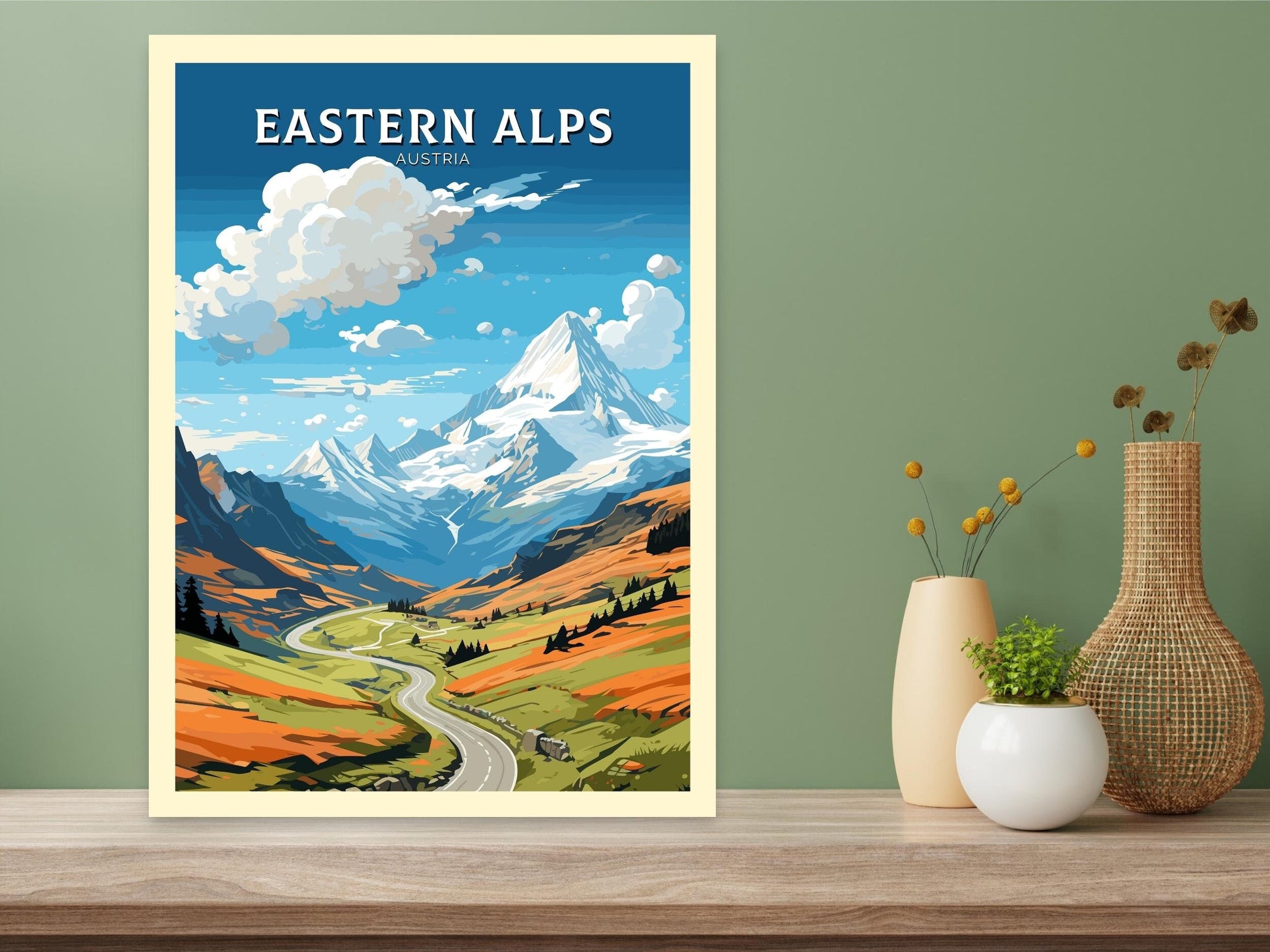 Eastern Alps Poster | Eastern Alps Wall Art | Eastern Alps Art | Eastern Alps Print | Illustration | Austria Poster | The Alps Poster ID 662