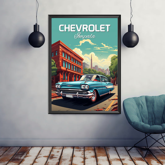 Chevrolet Impala Poster, Chevrolet Impala Print, 1950s Car Print, Car Art, Muscle Car Print, Classic Car, Car Print, Car Poster