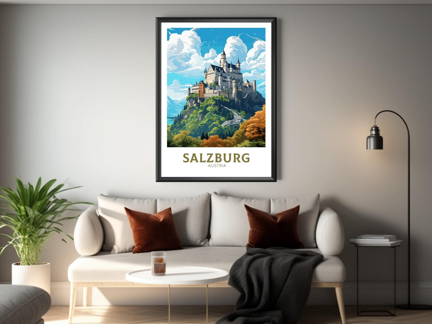 Salzburg Print | Salzburg Poster | Salzburg Decor | Salzburg Wall Art | Salzburg Illustration | Austria Poster | Hohensalzburg Castle ID 665