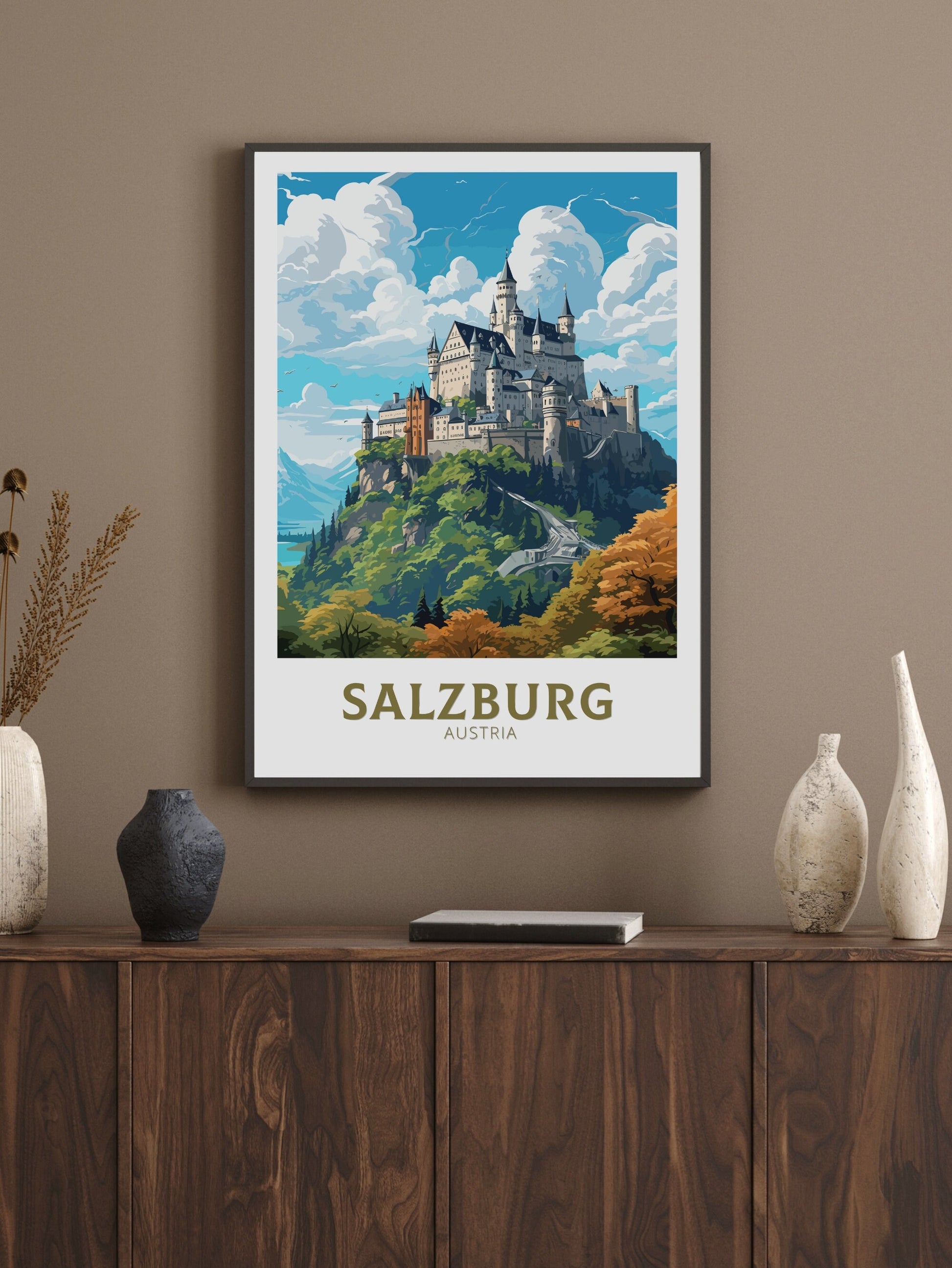 Salzburg Print | Salzburg Poster | Salzburg Decor | Salzburg Wall Art | Salzburg Illustration | Austria Poster | Hohensalzburg Castle ID 665