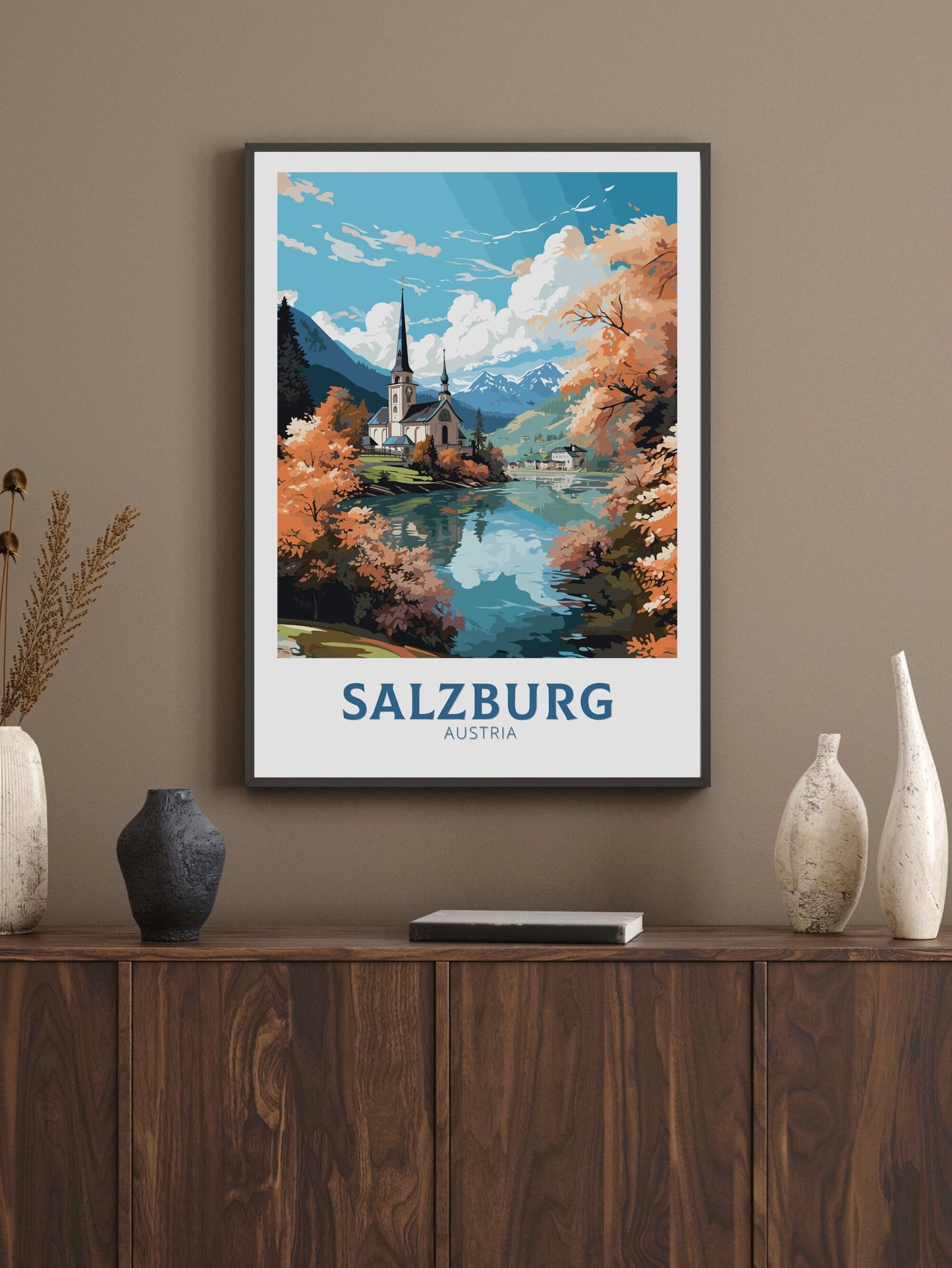 Salzburg Poster | Salzburg Print | Salzburg Art | Salzburg Wall Art | Salzburg Illustration | Austria Poster | Lake Wolfgang | ID 666