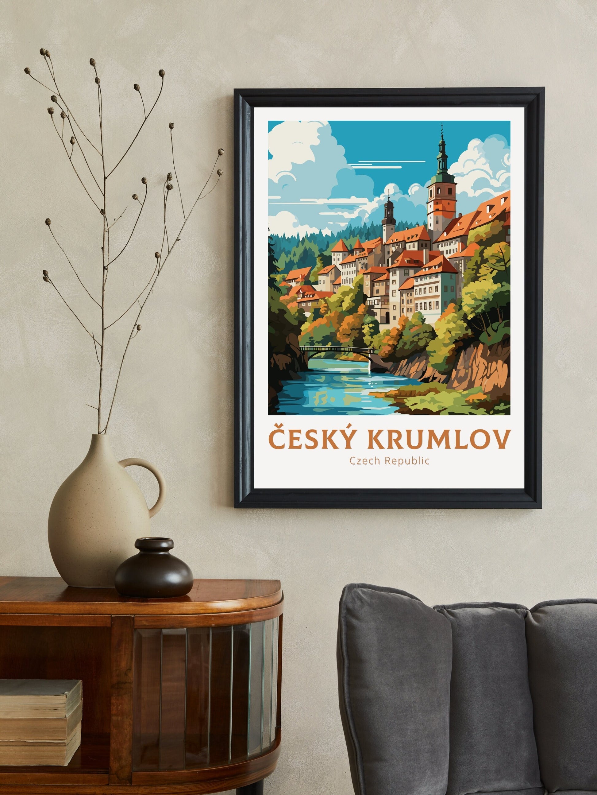 Český Krumlov Print | Český Krumlov Poster | Český Krumlov Illustration | Český Krumlov Castle | Czechia Print | Český Krumlov ID 683