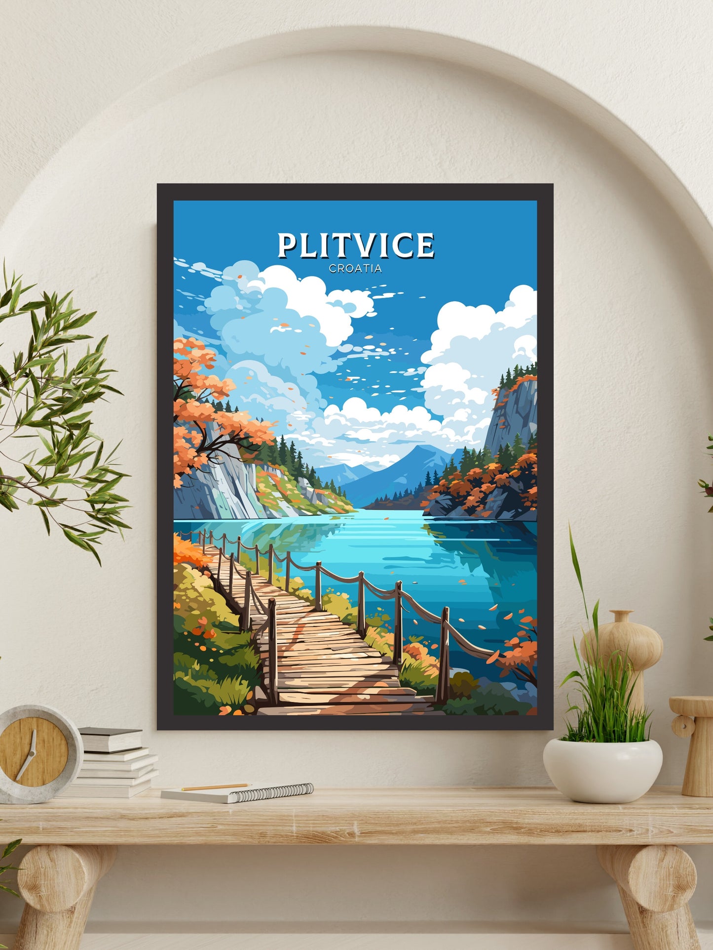 Plitvice Print | Plitvice Illustration | Plitvice Wall Art | Croatia Print | Plitvice Poster | Plitvice Lakes Painting | ID 686