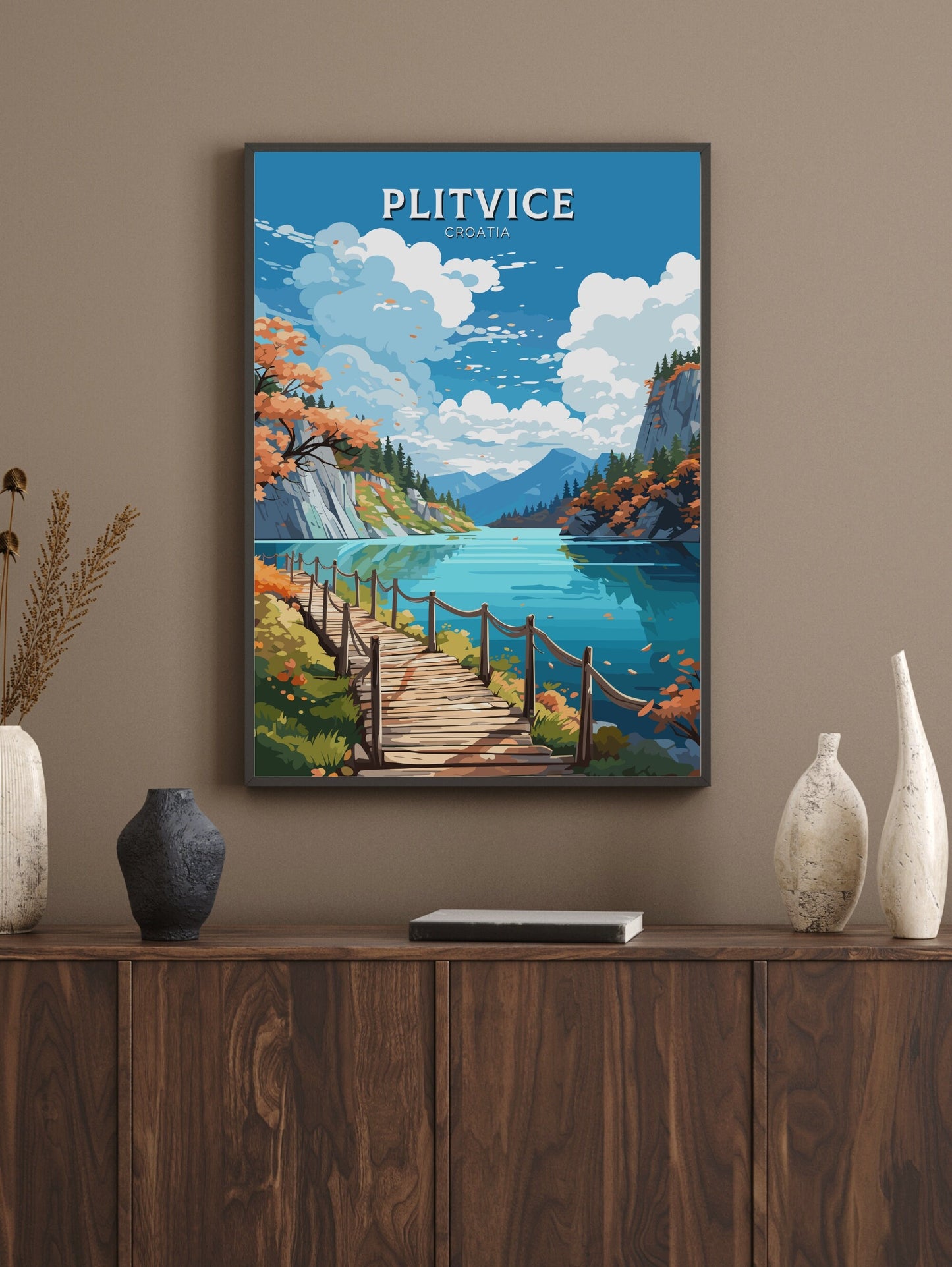 Plitvice Print | Plitvice Illustration | Plitvice Wall Art | Croatia Print | Plitvice Poster | Plitvice Lakes Painting | ID 686