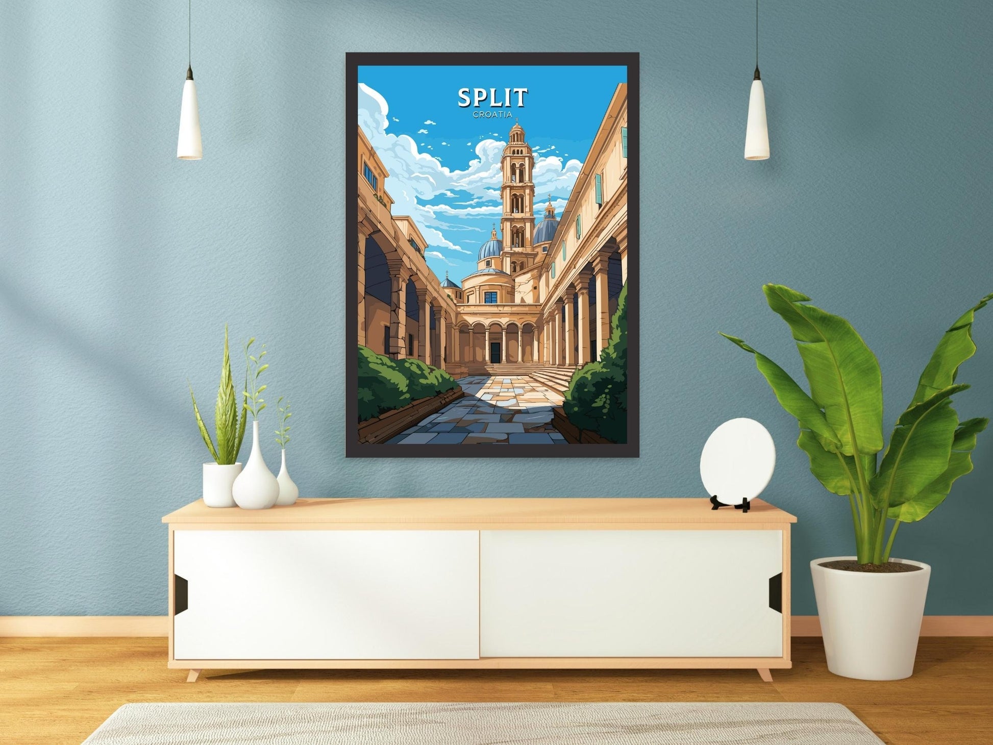 Split Print | Split Illustration | Split Wall Art | Croatia Print | Split Poster | Split Lakes Painting | Split Croatia Poster | ID 689