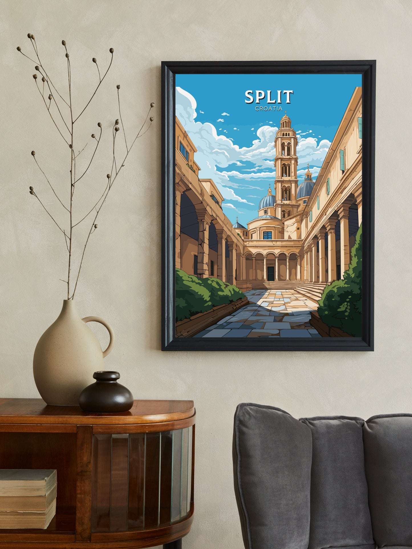 Split Print | Split Illustration | Split Wall Art | Croatia Print | Split Poster | Split Lakes Painting | Split Croatia Poster | ID 689