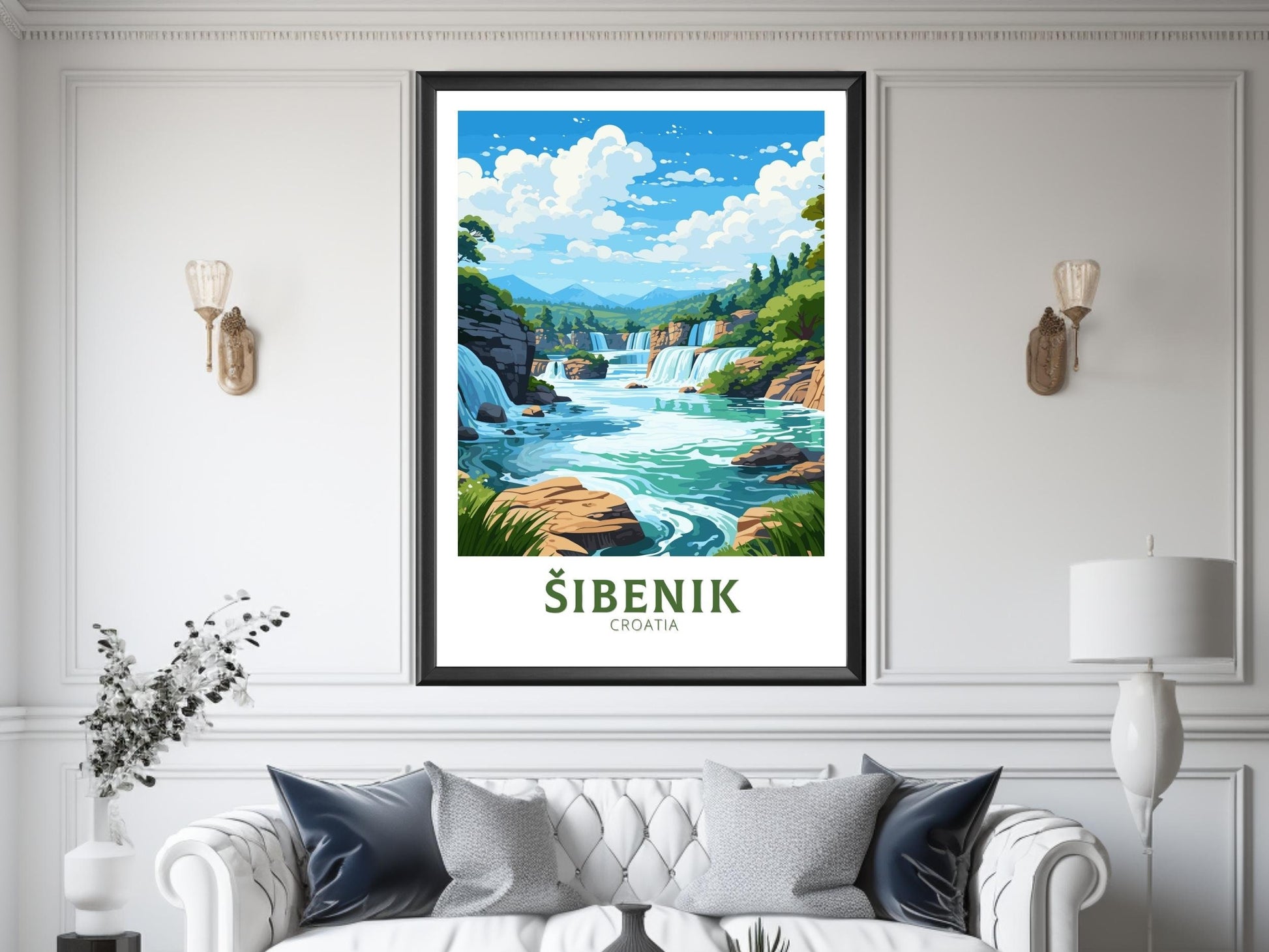 Sibenik Print | Sibenik Travel Poster | Sibenik Illustration | Sibenik Wall Art | Croatia Print | Sibenik Krka National Park Poster | ID 690