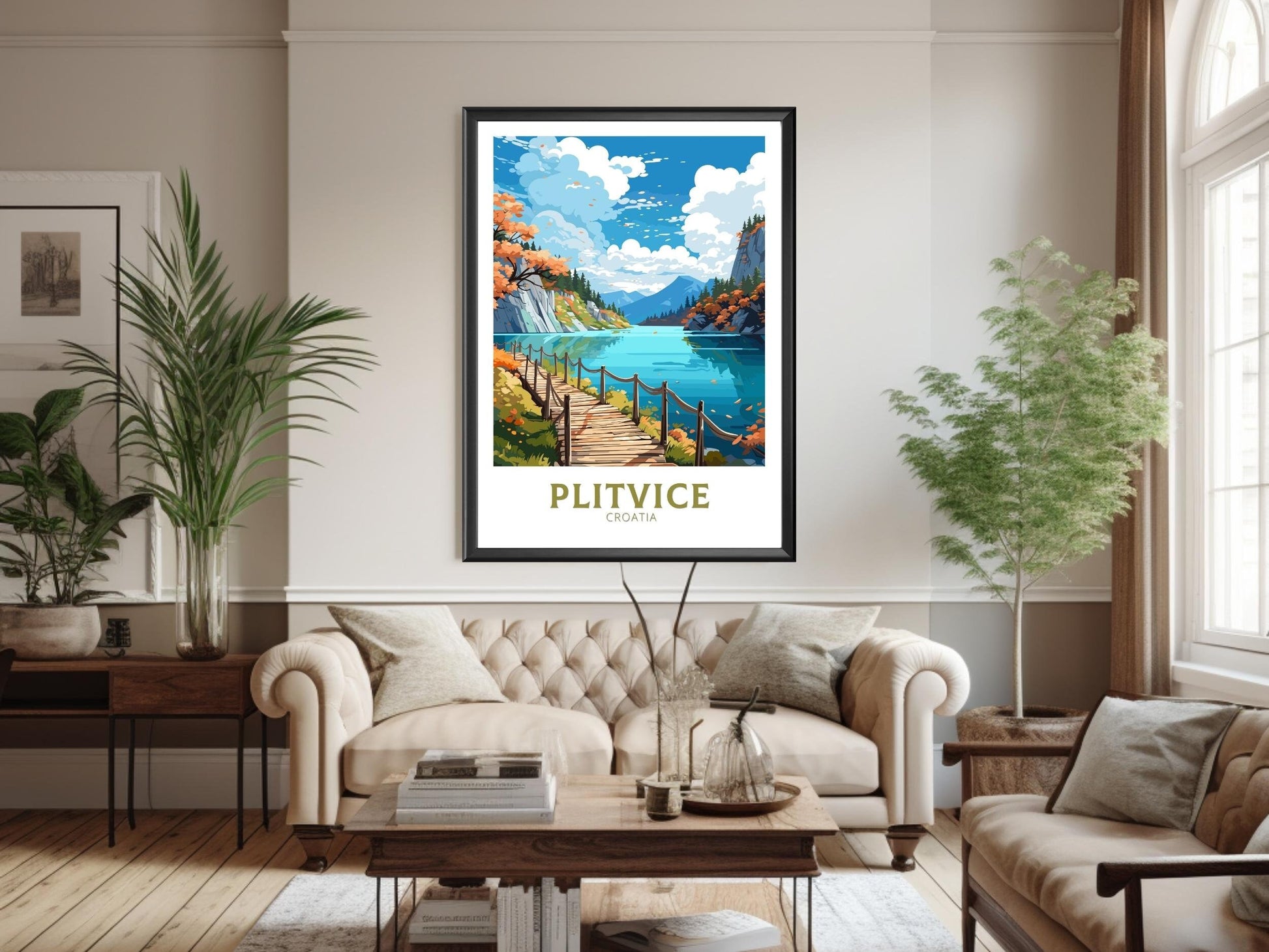 Plitvice Poster | Plitvice Print | Plitvice Illustration | Plitvice Wall Art | Croatia Print | Plitvice Lakes Painting | ID 692