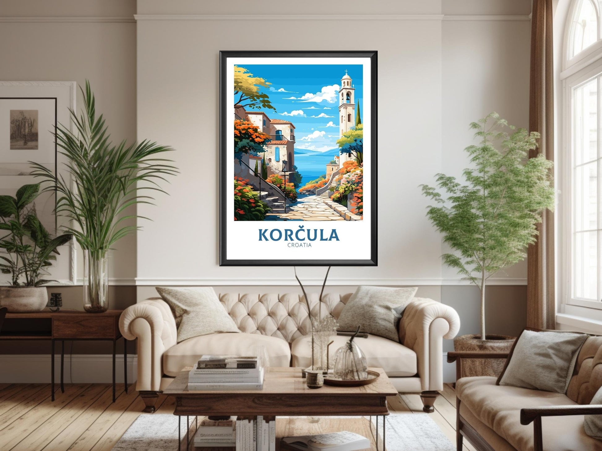 Korčula Poster | Korčula Print | Korčula Illustration | Korčula Wall Art | Croatia Print | Korčula Lakes Painting | Korčula Croatia ID 694