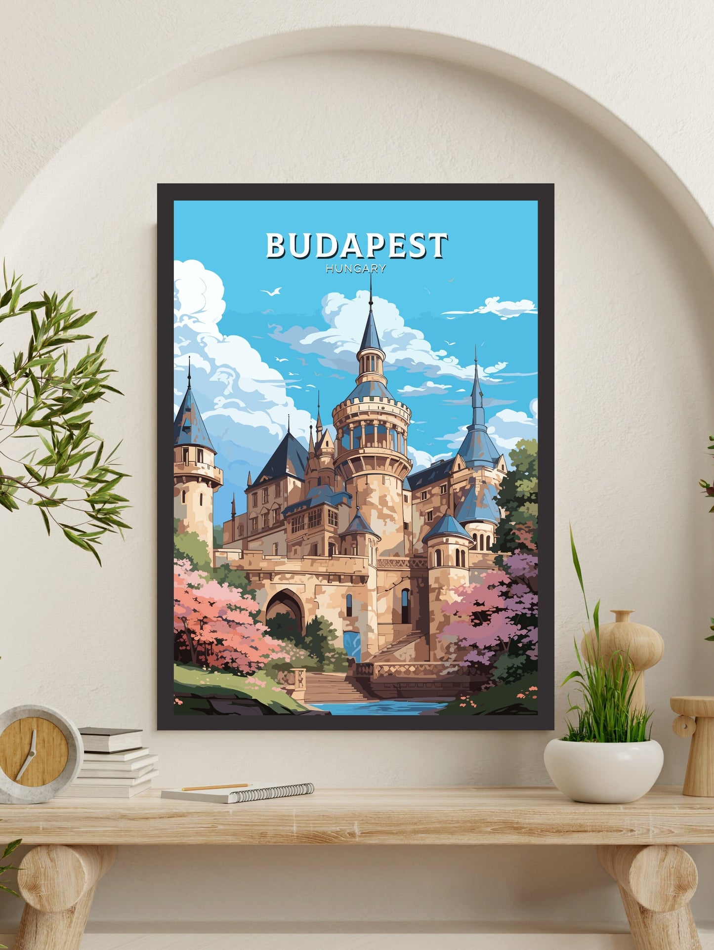 Budapest Poster | Budapest Illustration | Budapest Wall Art | Budapest Print | Hungary Poster | Budapest Vajdahunyad Castle ID 697