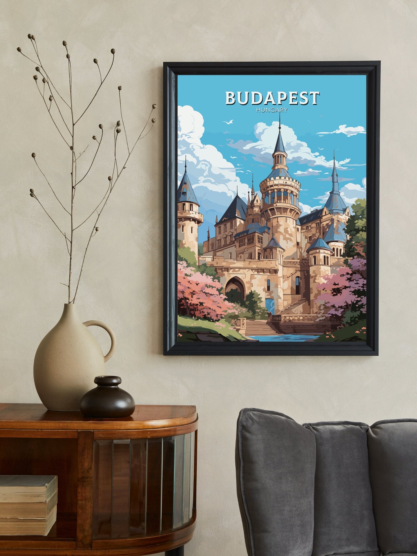 Budapest Poster | Budapest Illustration | Budapest Wall Art | Budapest Print | Hungary Poster | Budapest Vajdahunyad Castle ID 697