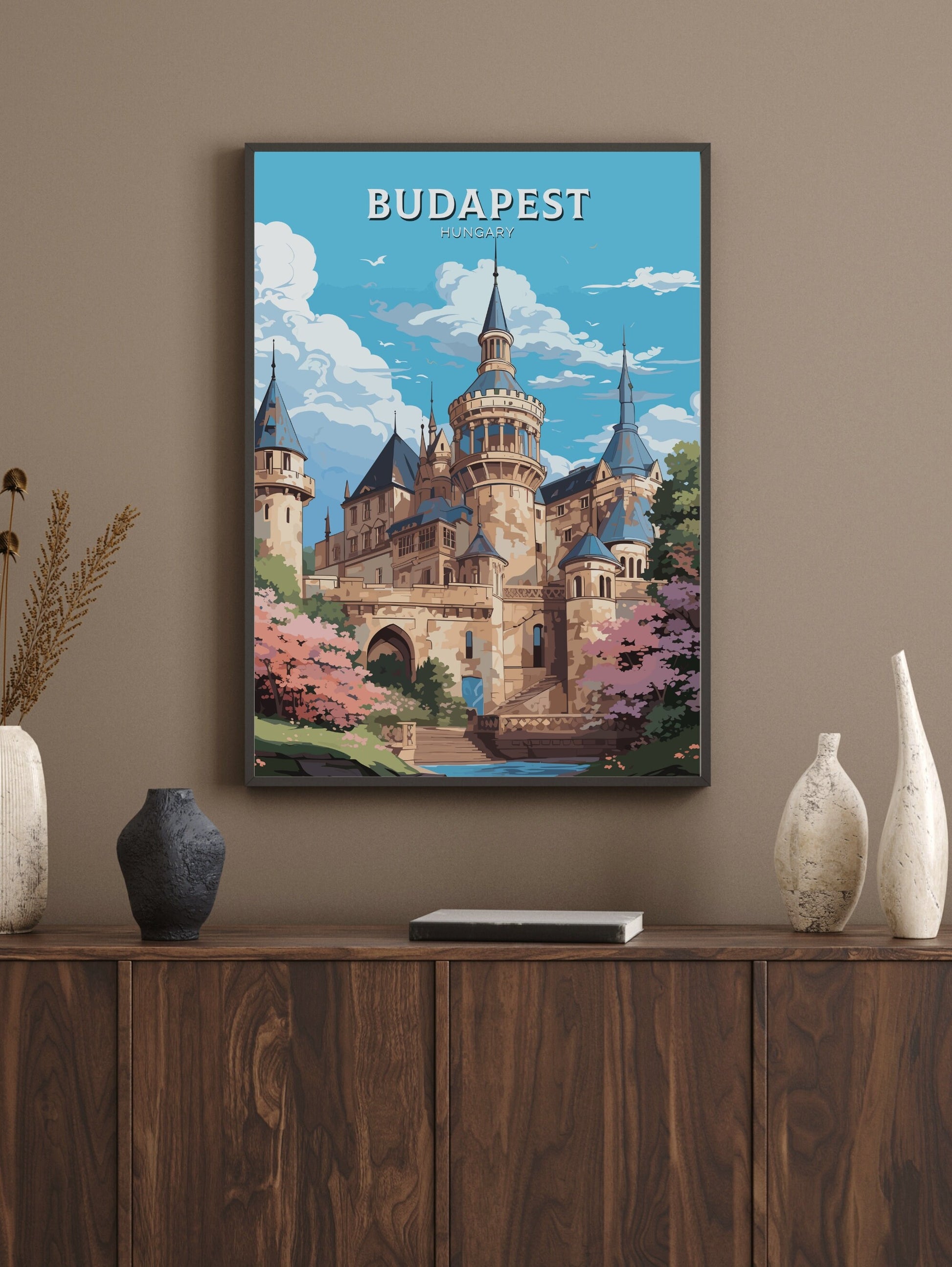 Budapest Poster | Budapest Illustration | Budapest Wall Art | Budapest Print | Hungary Poster | Budapest Vajdahunyad Castle ID 697