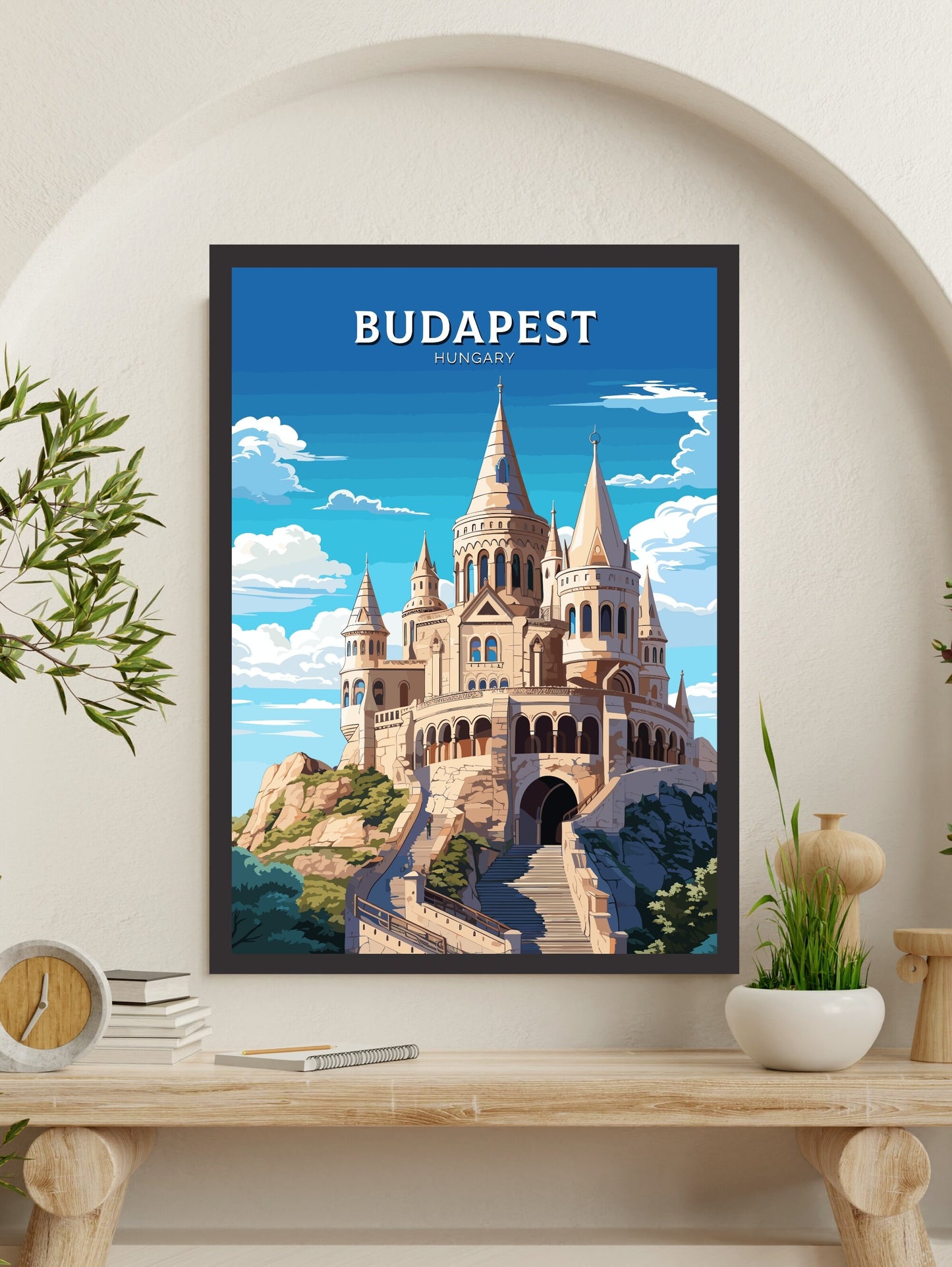 Budapest Print | Budapest Illustration | Budapest Poster | Budapest Wall Art | Hungary Poster | Budapest Fisherman's Bastion ID 698