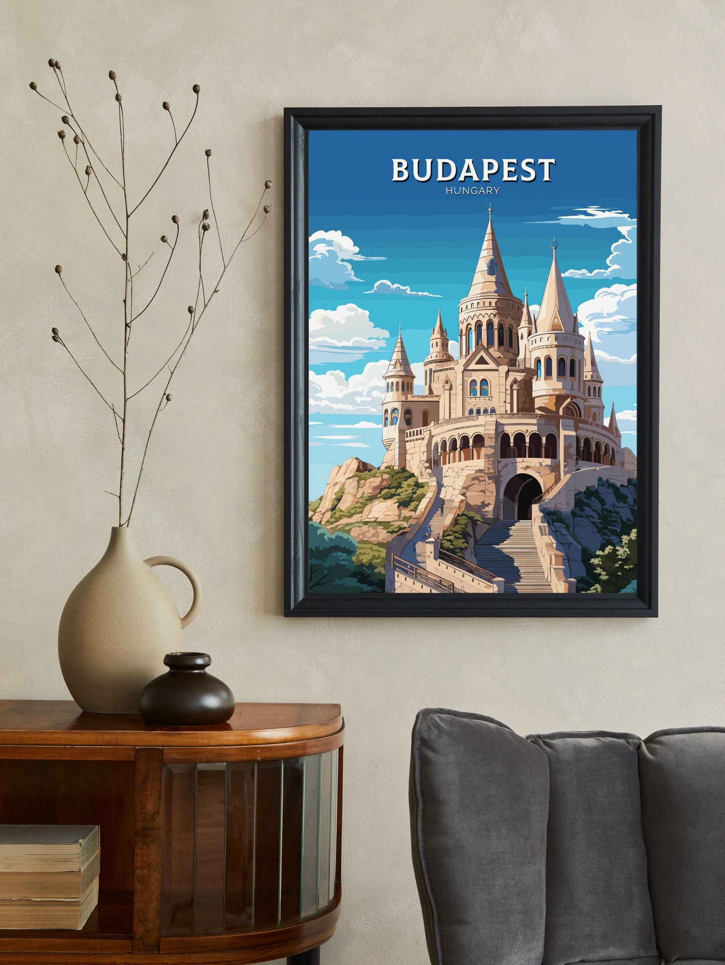 Budapest Print | Budapest Illustration | Budapest Poster | Budapest Wall Art | Hungary Poster | Budapest Fisherman's Bastion ID 698