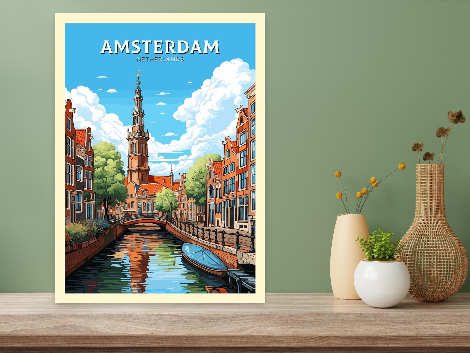 Amsterdam Poster | Amsterdam Canals | Amsterdam Wall Art | Netherlands Print | Amsterdam Home Decor | Amsterdam Print | ID 703