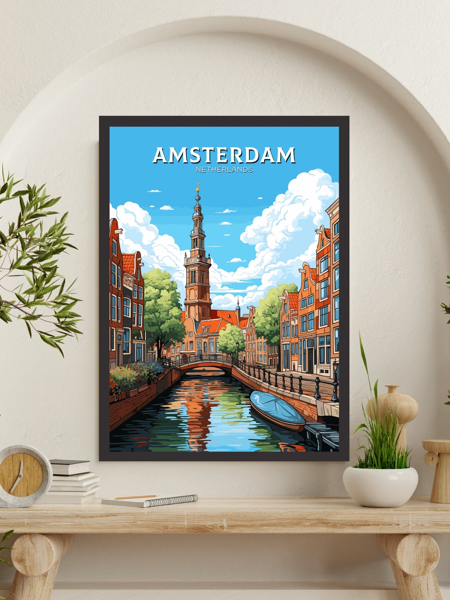 Amsterdam Poster | Amsterdam Canals | Amsterdam Wall Art | Netherlands Print | Amsterdam Home Decor | Amsterdam Print | ID 703