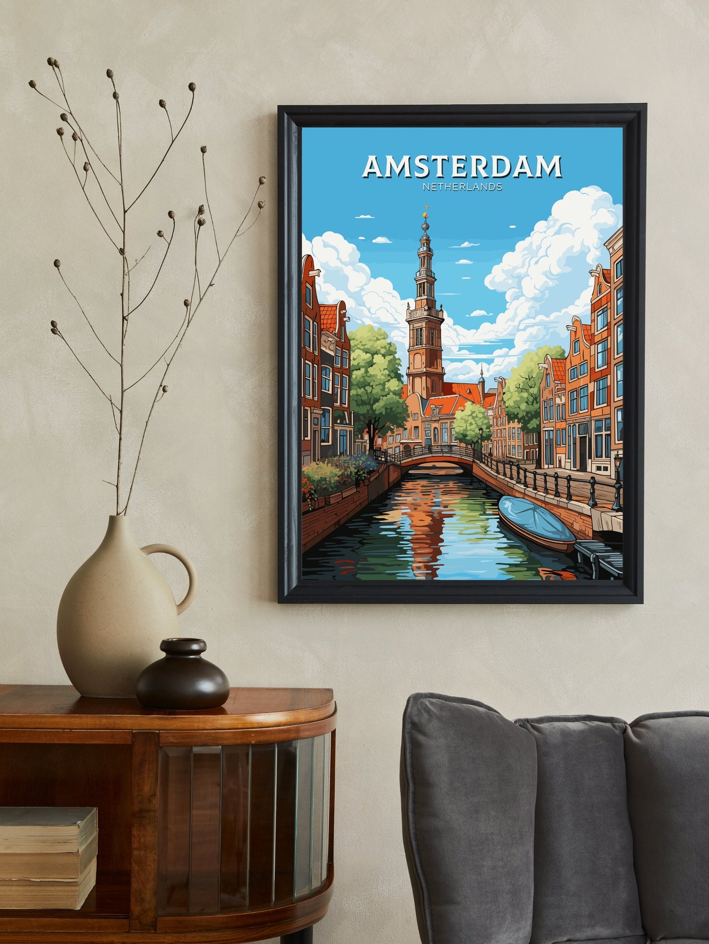 Amsterdam Poster | Amsterdam Canals | Amsterdam Wall Art | Netherlands Print | Amsterdam Home Decor | Amsterdam Print | ID 703