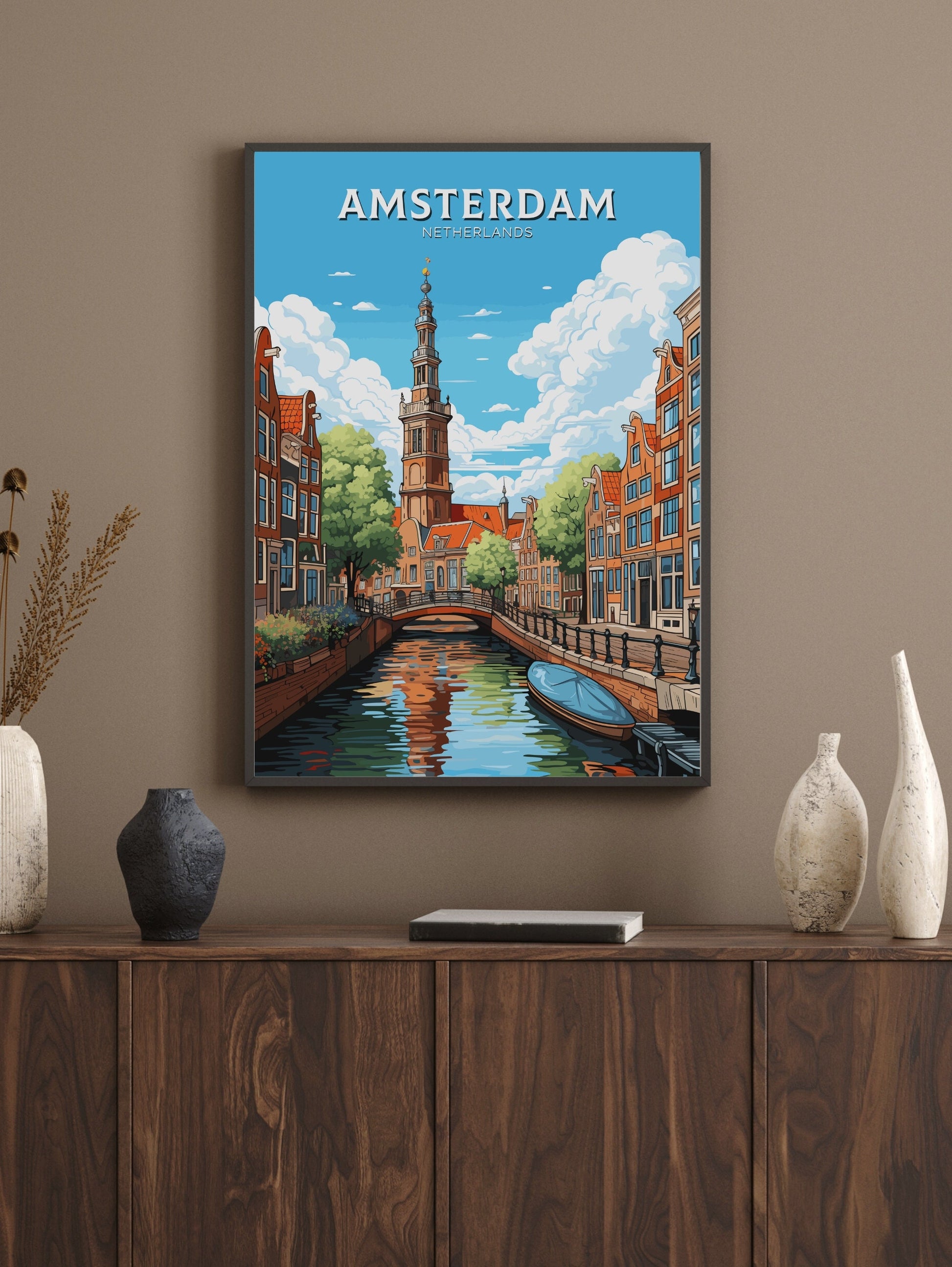 Amsterdam Poster | Amsterdam Canals | Amsterdam Wall Art | Netherlands Print | Amsterdam Home Decor | Amsterdam Print | ID 703