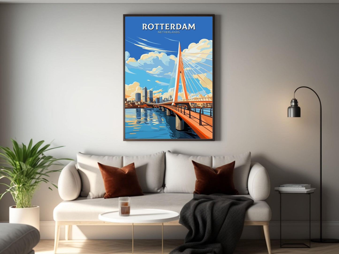 Rotterdam Poster | Rotterdam Netherlands | Rotterdam Wall Art | Netherlands Print | Rotterdam Erasmus Bridge | Rotterdam Print | ID 705