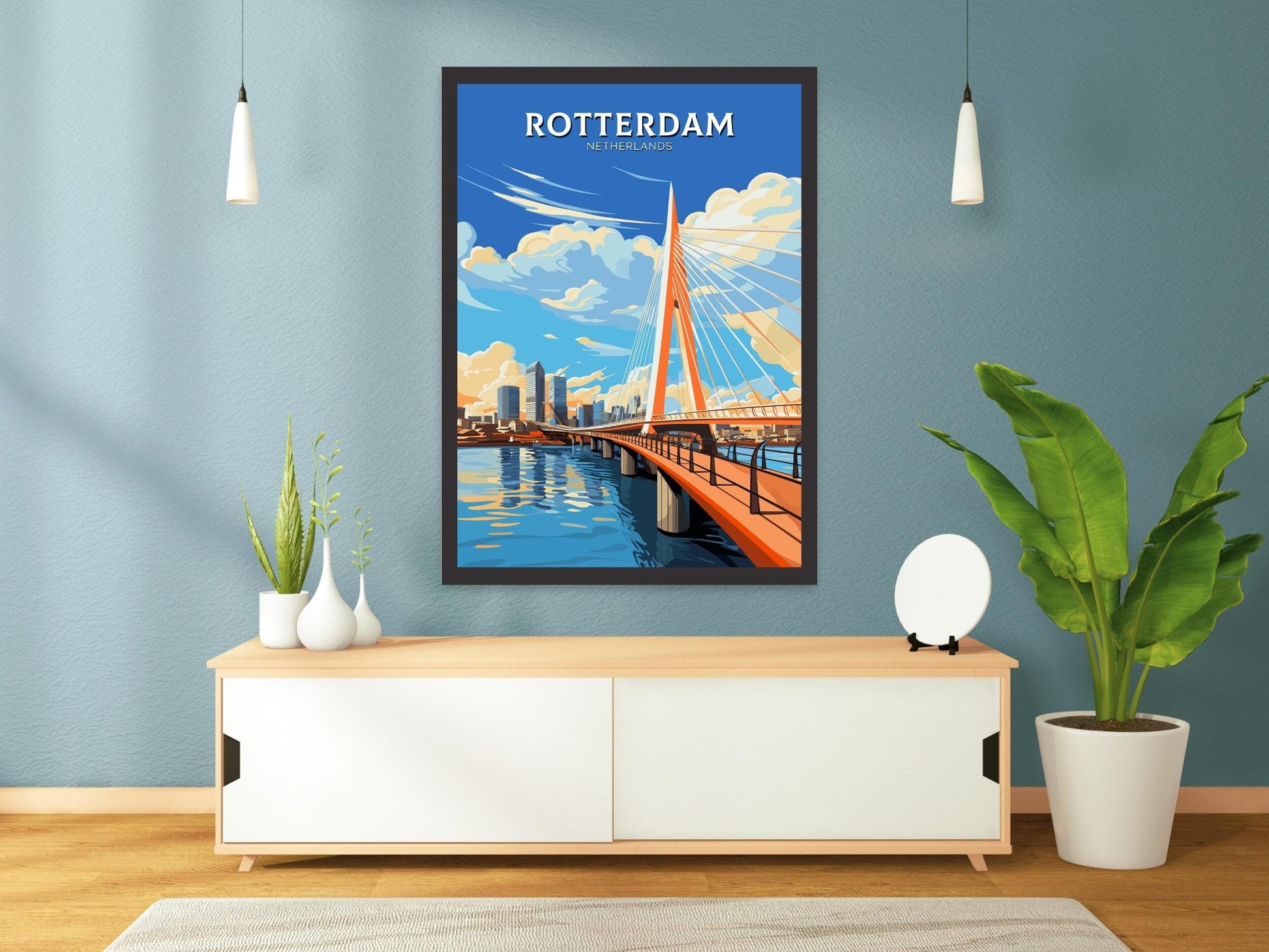 Rotterdam Poster | Rotterdam Netherlands | Rotterdam Wall Art | Netherlands Print | Rotterdam Erasmus Bridge | Rotterdam Print | ID 705