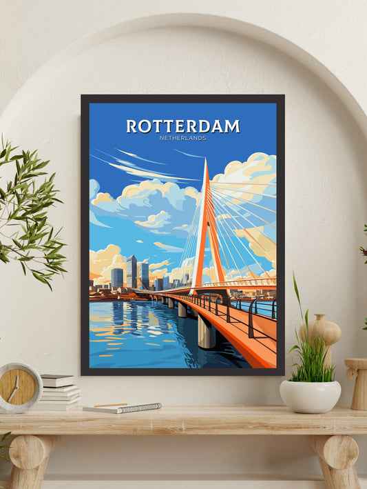Rotterdam Poster | Rotterdam Netherlands | Rotterdam Wall Art | Netherlands Print | Rotterdam Erasmus Bridge | Rotterdam Print | ID 705