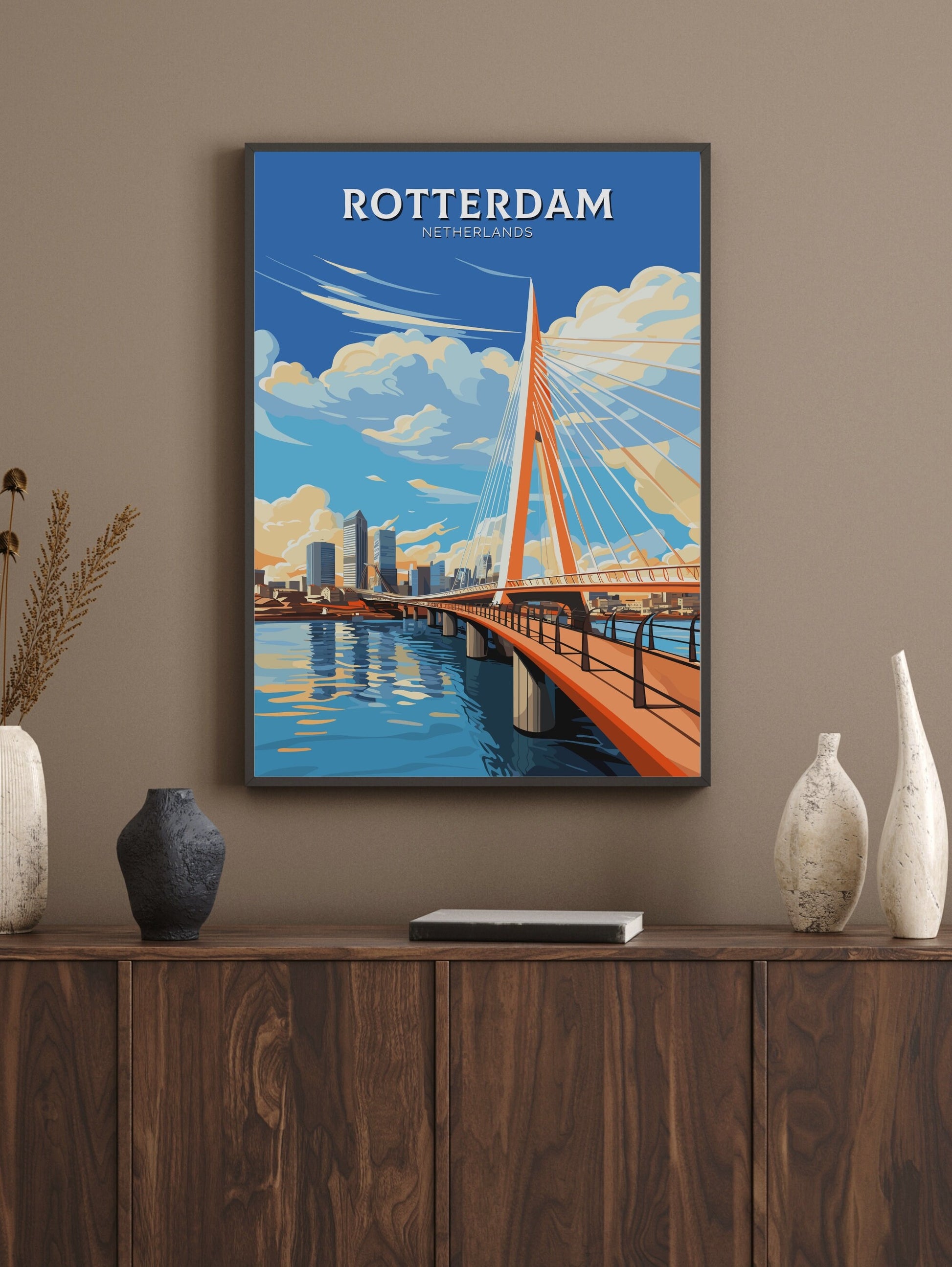 Rotterdam Poster | Rotterdam Netherlands | Rotterdam Wall Art | Netherlands Print | Rotterdam Erasmus Bridge | Rotterdam Print | ID 705