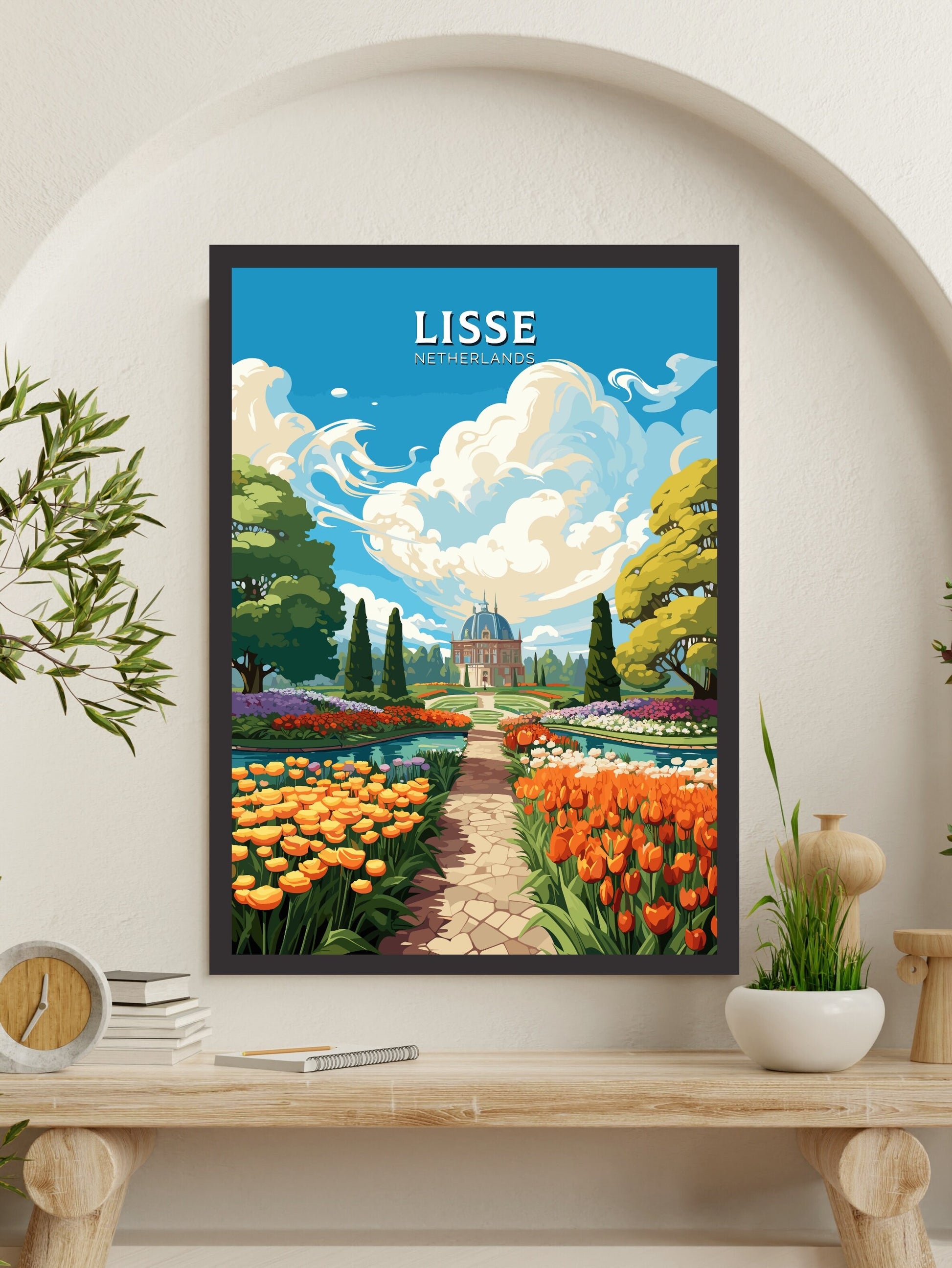 Lisse Poster | Lisse Netherlands Travel Poster | Lisse Wall Art | Netherlands Print | Lisse Keukenhof Gardens | Lisse Print | ID 706