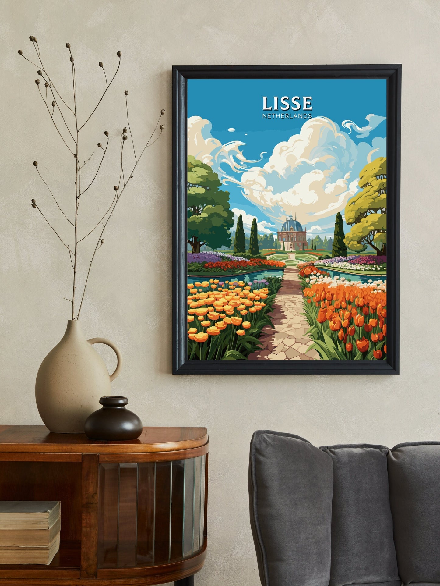 Lisse Poster | Lisse Netherlands Travel Poster | Lisse Wall Art | Netherlands Print | Lisse Keukenhof Gardens | Lisse Print | ID 706