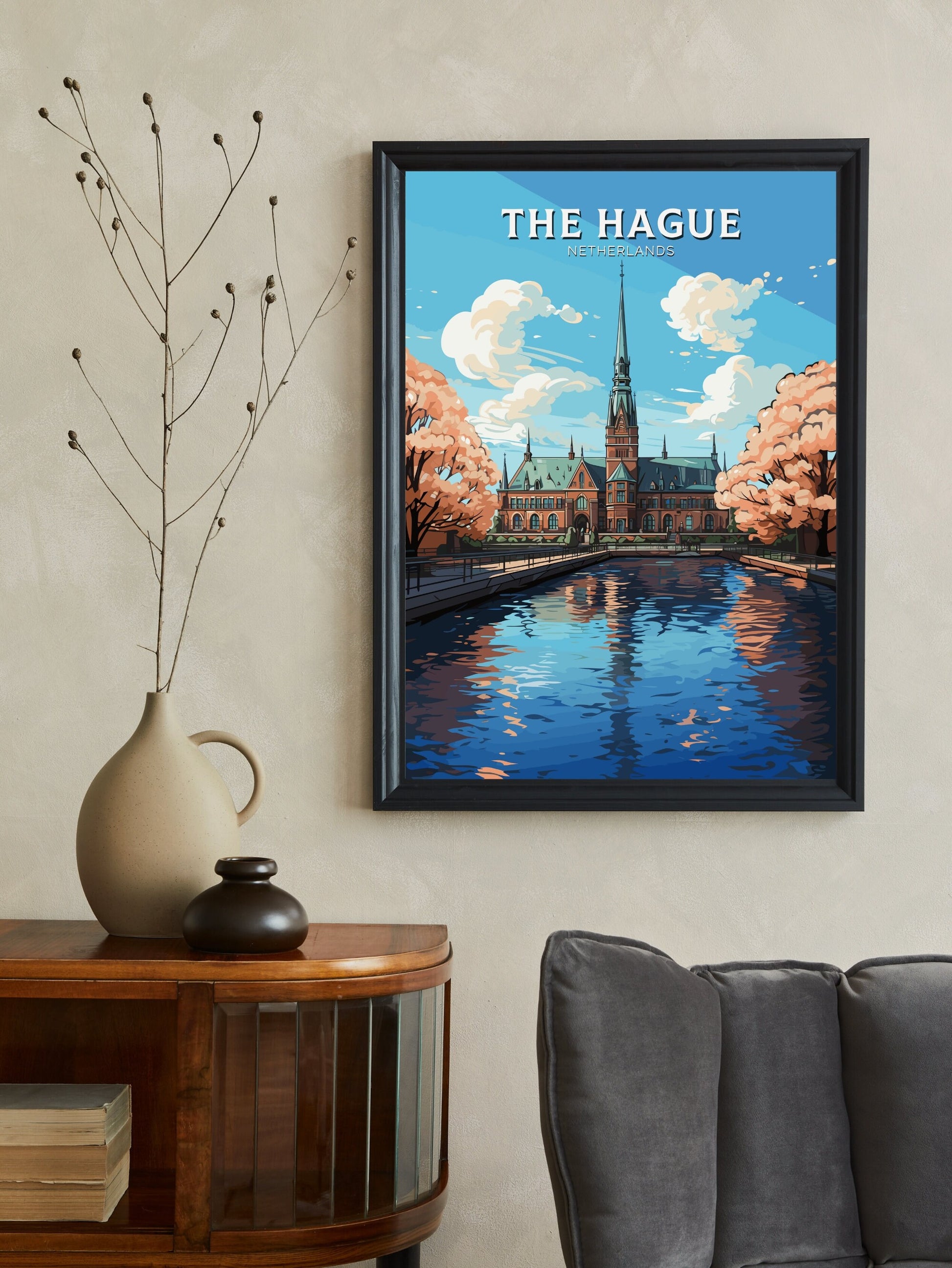 The Hague Poster | The Hague Travel Poster | The Hague Wall Art | Netherlands Print | The Hague Binnenhof | The Hague Print | ID 707