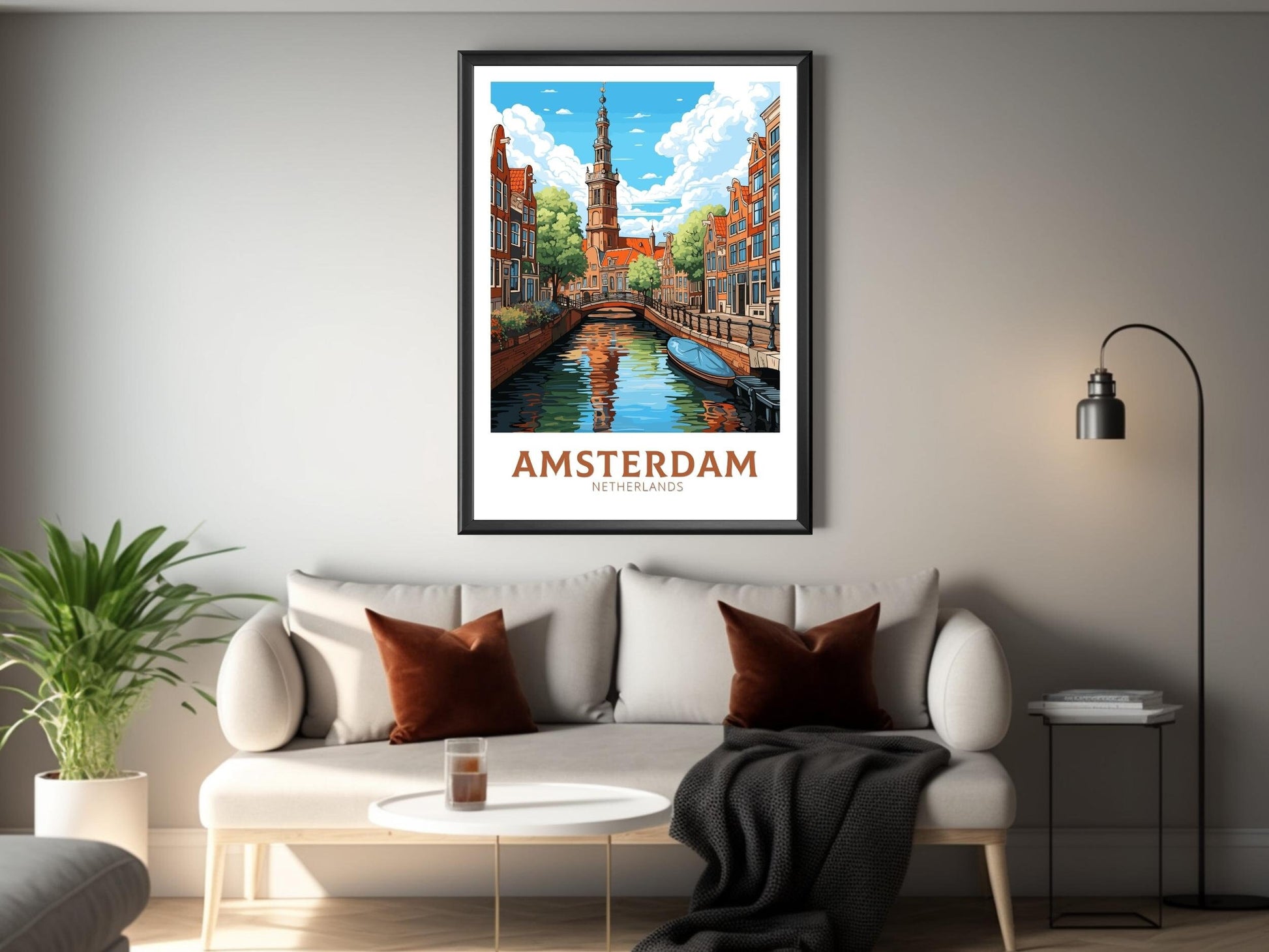 Amsterdam Print | Amsterdam Poster | Amsterdam Canals | Amsterdam Wall Art | Netherlands Print | Amsterdam Home Decor | ID 708