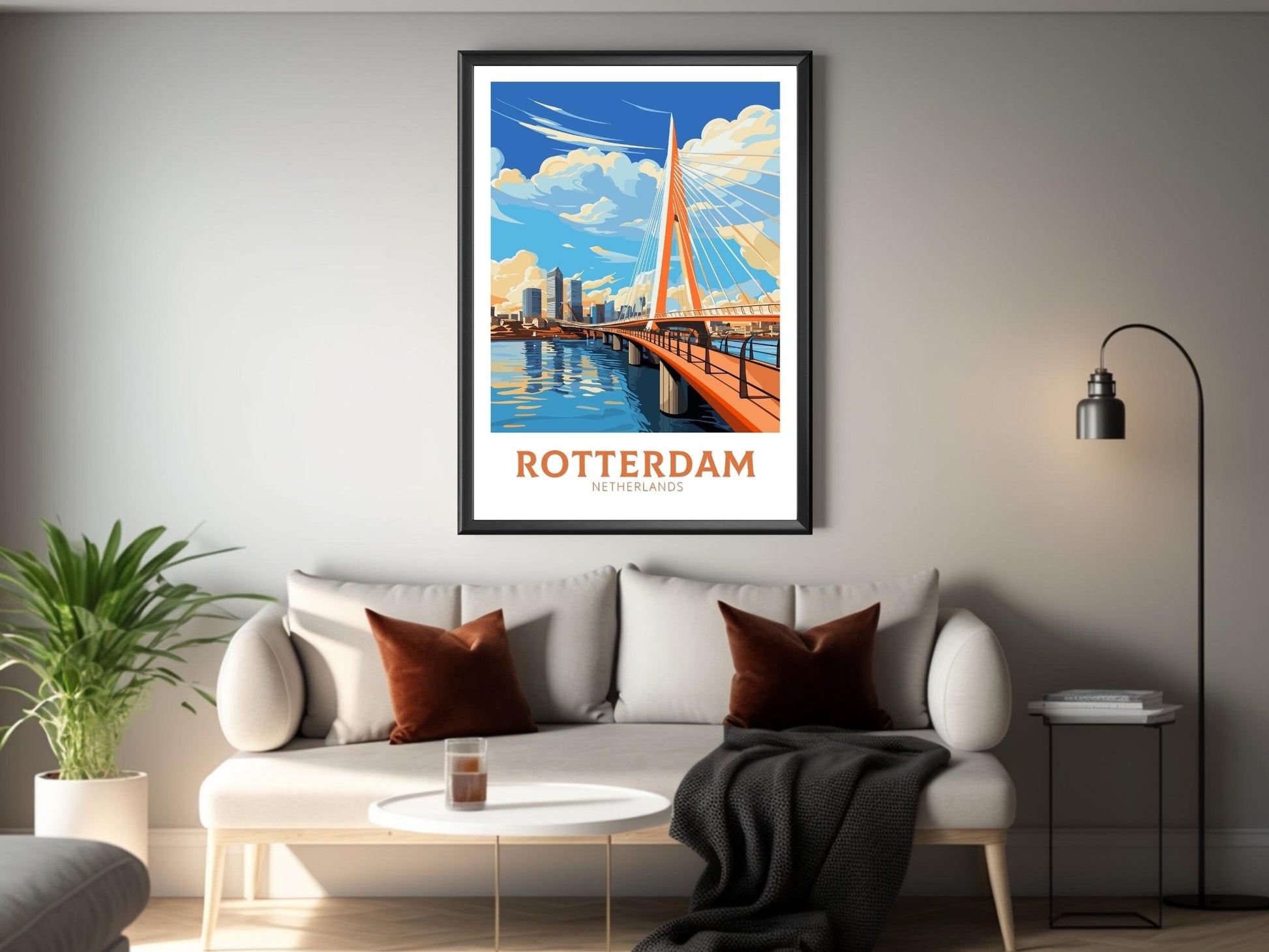 Rotterdam Print | Rotterdam Poster | Rotterdam Netherlands | Rotterdam Wall Art | Netherlands Print | Rotterdam Erasmus Bridge | ID 710