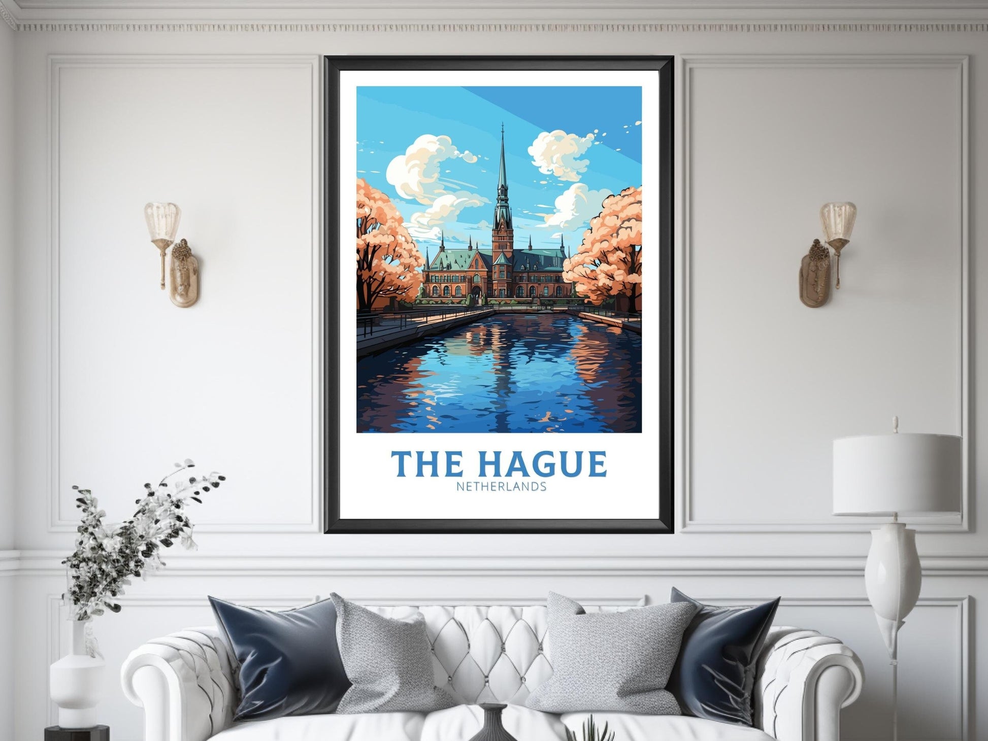 The Hague Print | The Hague Poster | The Hague Travel Poster | The Hague Wall Art | Netherlands Print | The Hague Binnenhof | ID 711