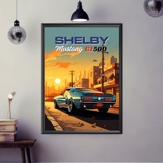 Shelby Mustang GT500 Poster, Shelby Mustang GT500 Print, 1960s Car Print, Car Art, Muscle Car Print, Classic Car, Car Print, Car Poster