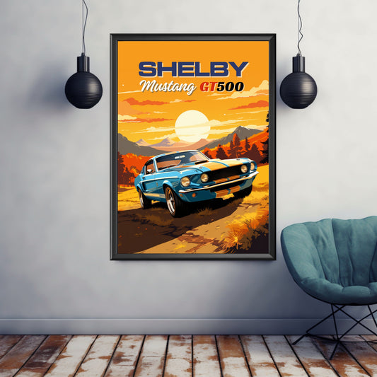 Shelby Mustang GT500 Print, 1960s Car Print, Shelby Mustang GT500 Poster, Car Art, Muscle Car Print, Classic Car, Car Print, Car Poster
