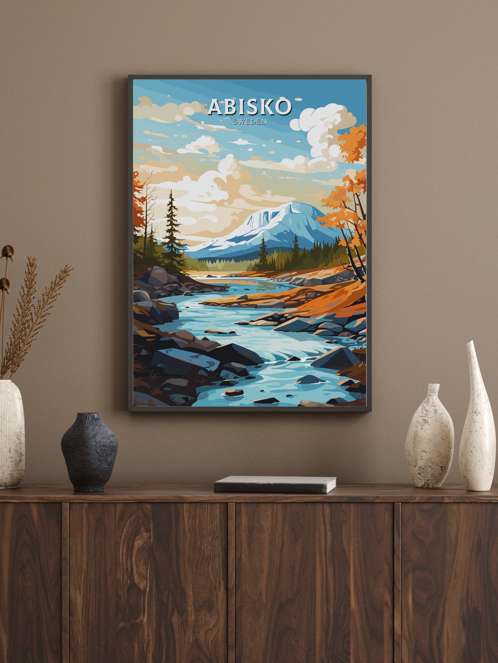 Abisko Print | Abisko Travel Poster | Abisko Illustration | Sweeden Print | Sweeden Home Décor | Abisko Art | Sweeden Poster | ID 714