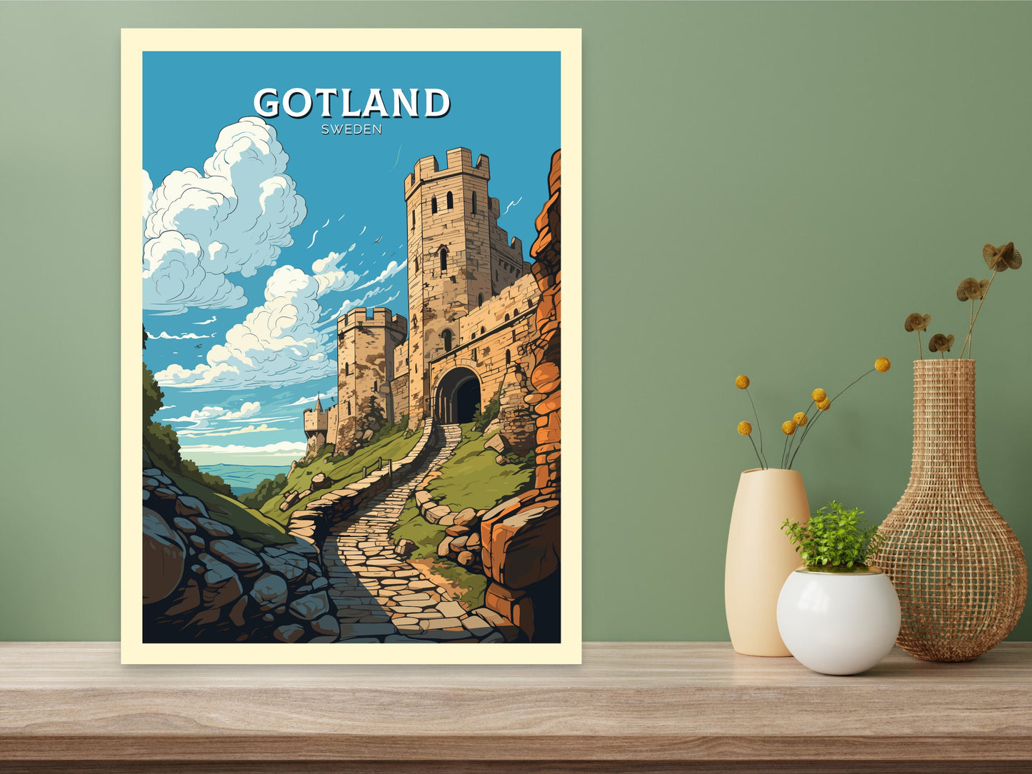 Gotland Print | Gotland Travel Poster | Gotland Illustration | Sweeden Print | Sweeden Home Décor | Gotland Art | Sweeden Poster | ID 716